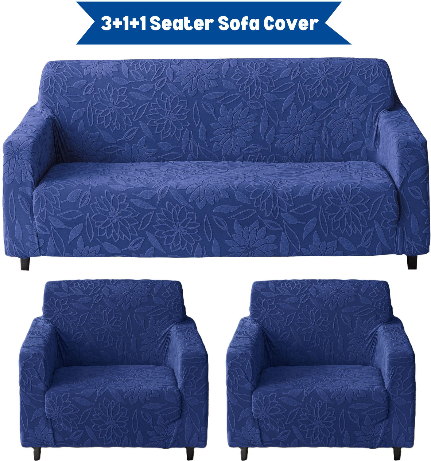 Image of Magical Jacquard 3+1+1 Seater Sofa Floral Cover
