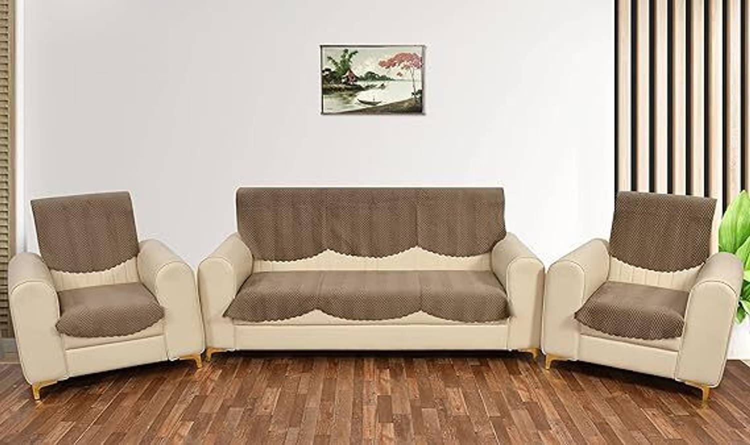 AuraDrape Velvet 3+1+1 Seater Sofa Plain Cover