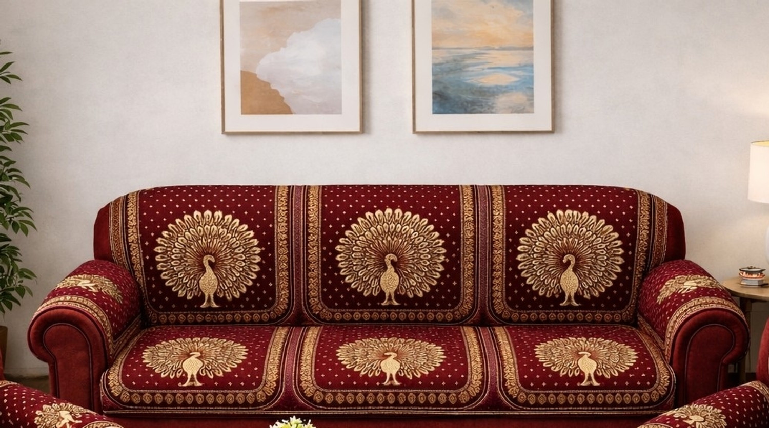Image of CADY Cotton 3+1+1 Seater Sofa Animal Cover (Pack of 12 Mehron)