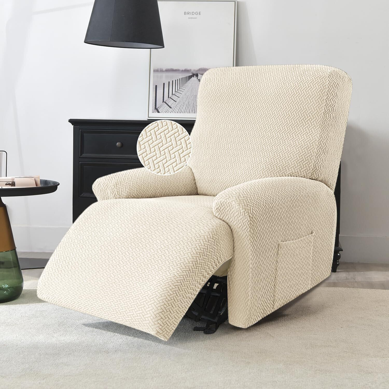 HOKiPO Jacquard 1 Seater Sofa Plain Cover