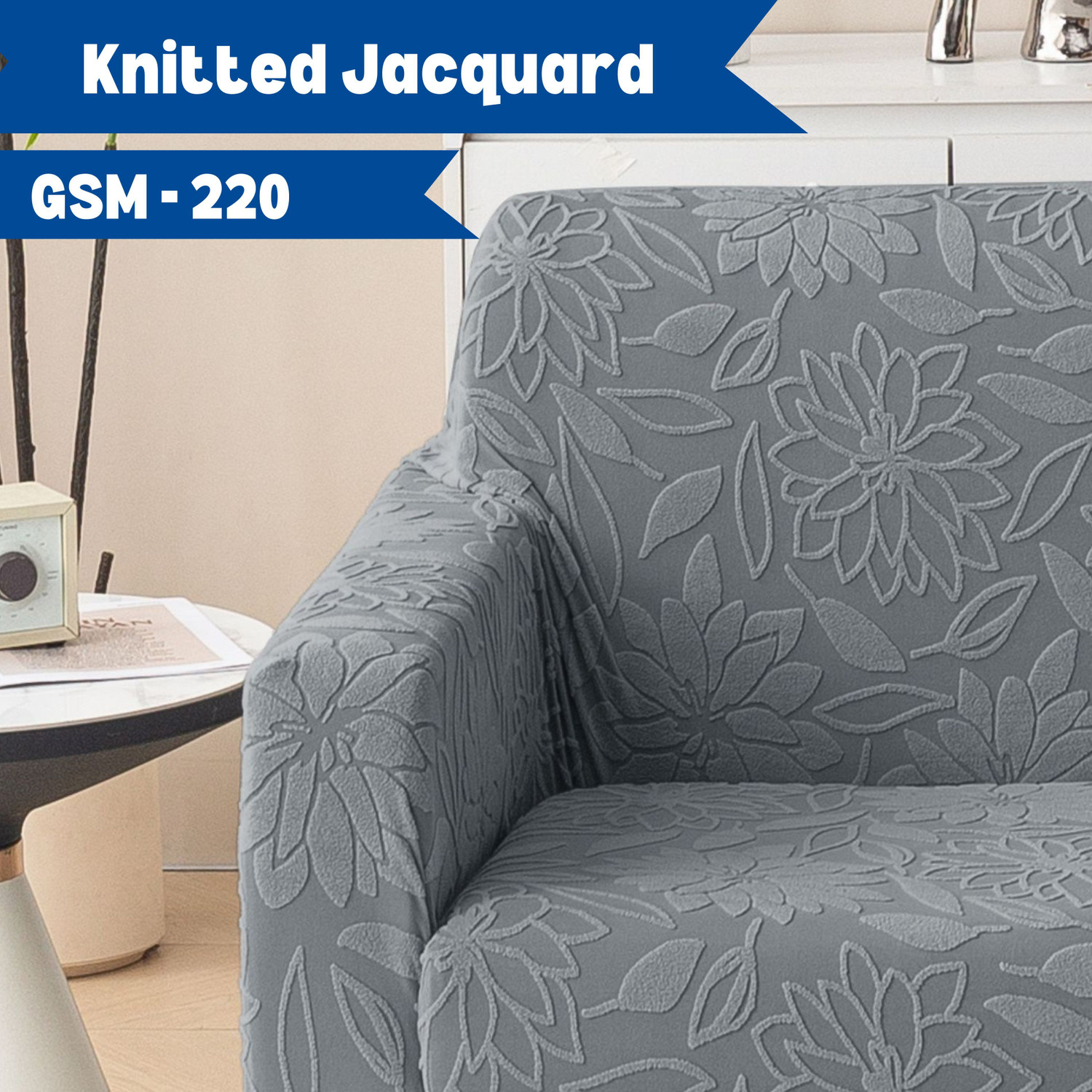 Image of Magical Jacquard 3+2 Seater Sofa Embroidered Cover