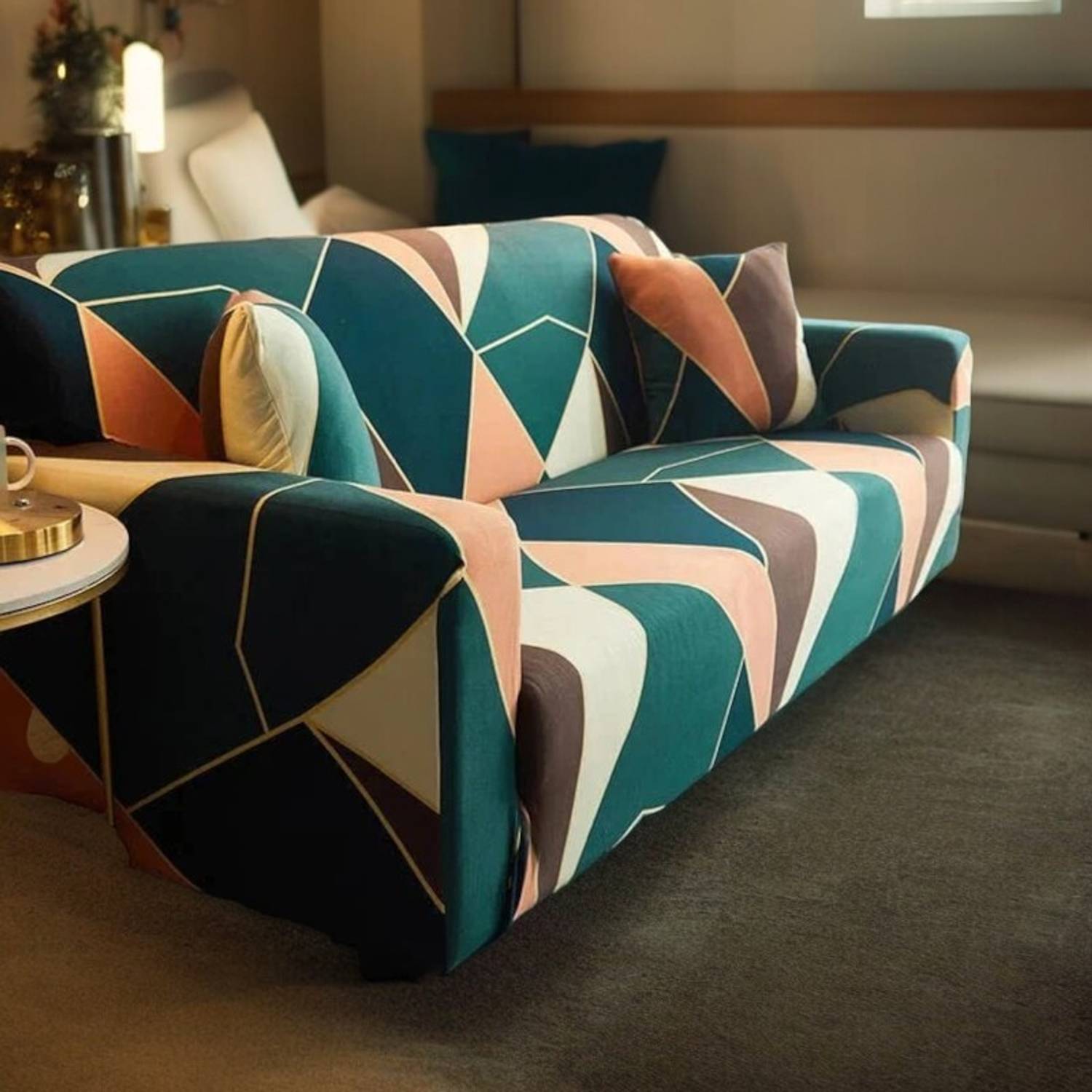 ADstore Polyester 3 Seater Sofa Geometric Cover