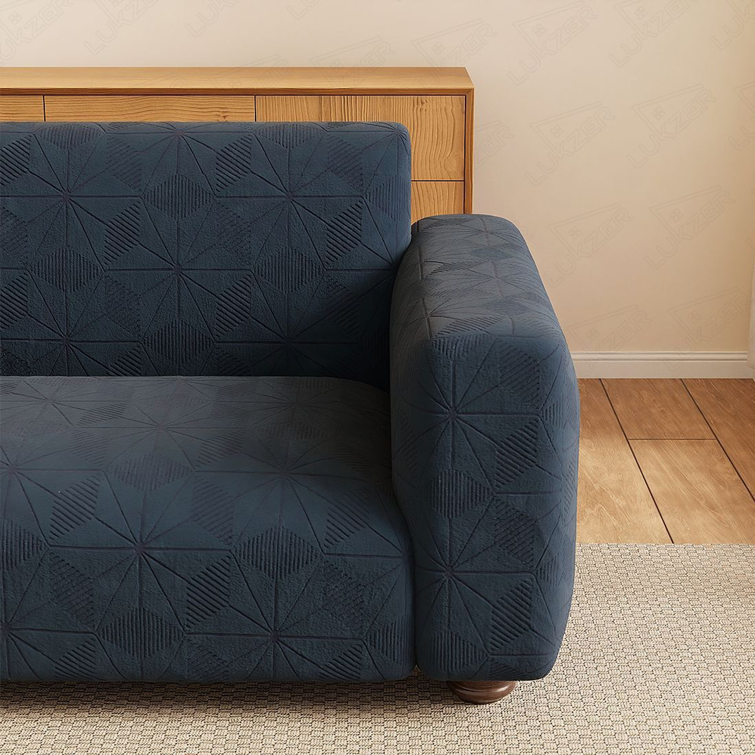 Image of LUKZER Jacquard 2 Seater Sofa Abstract Cover