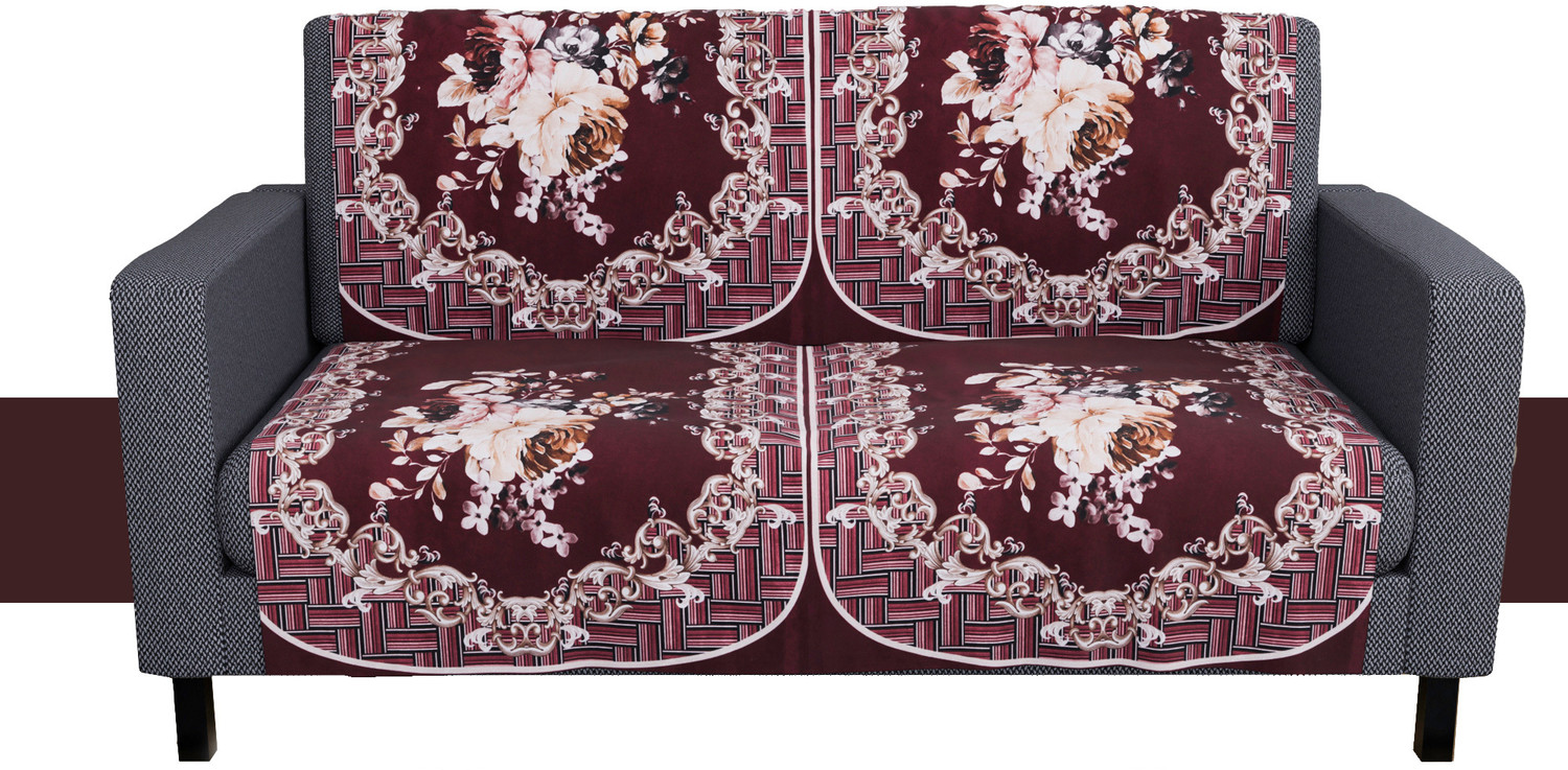 Image of HOMESTIC by Kuber Industries Velvet 2 Seater Sofa Floral Cover