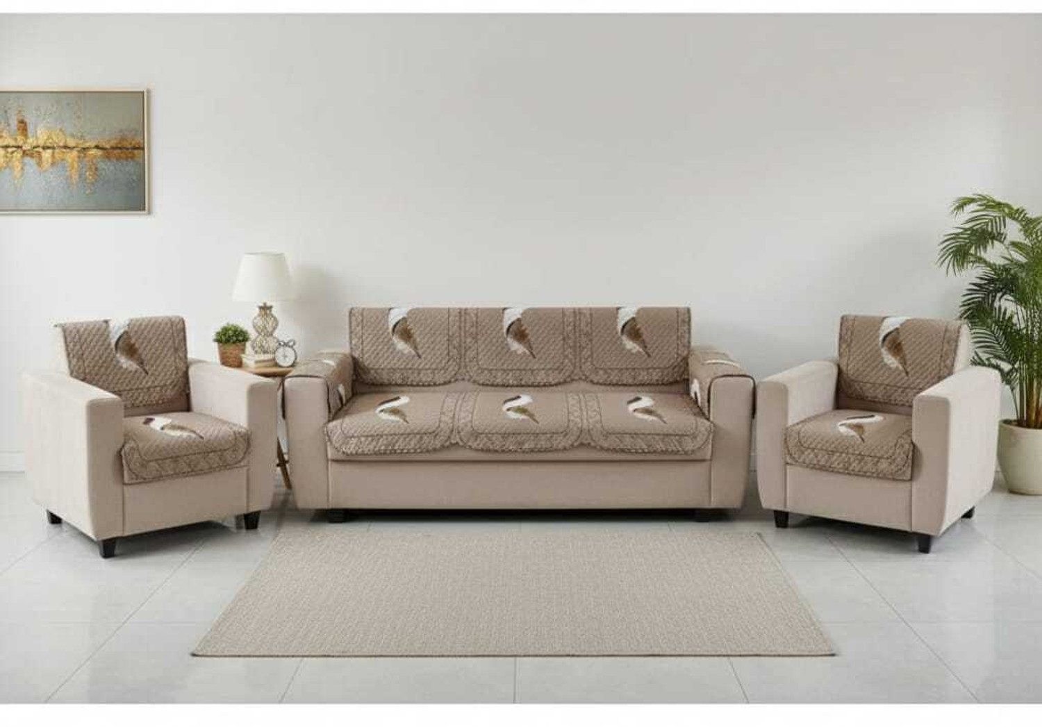 Image of RichBox Polycotton 3+1+1 Seater Sofa Abstract Cover