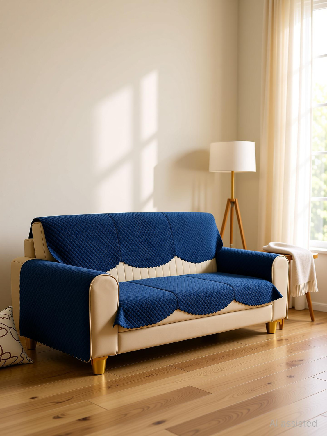 Image of Home Stylish Velvet 3 Seater Sofa Geometric Cover