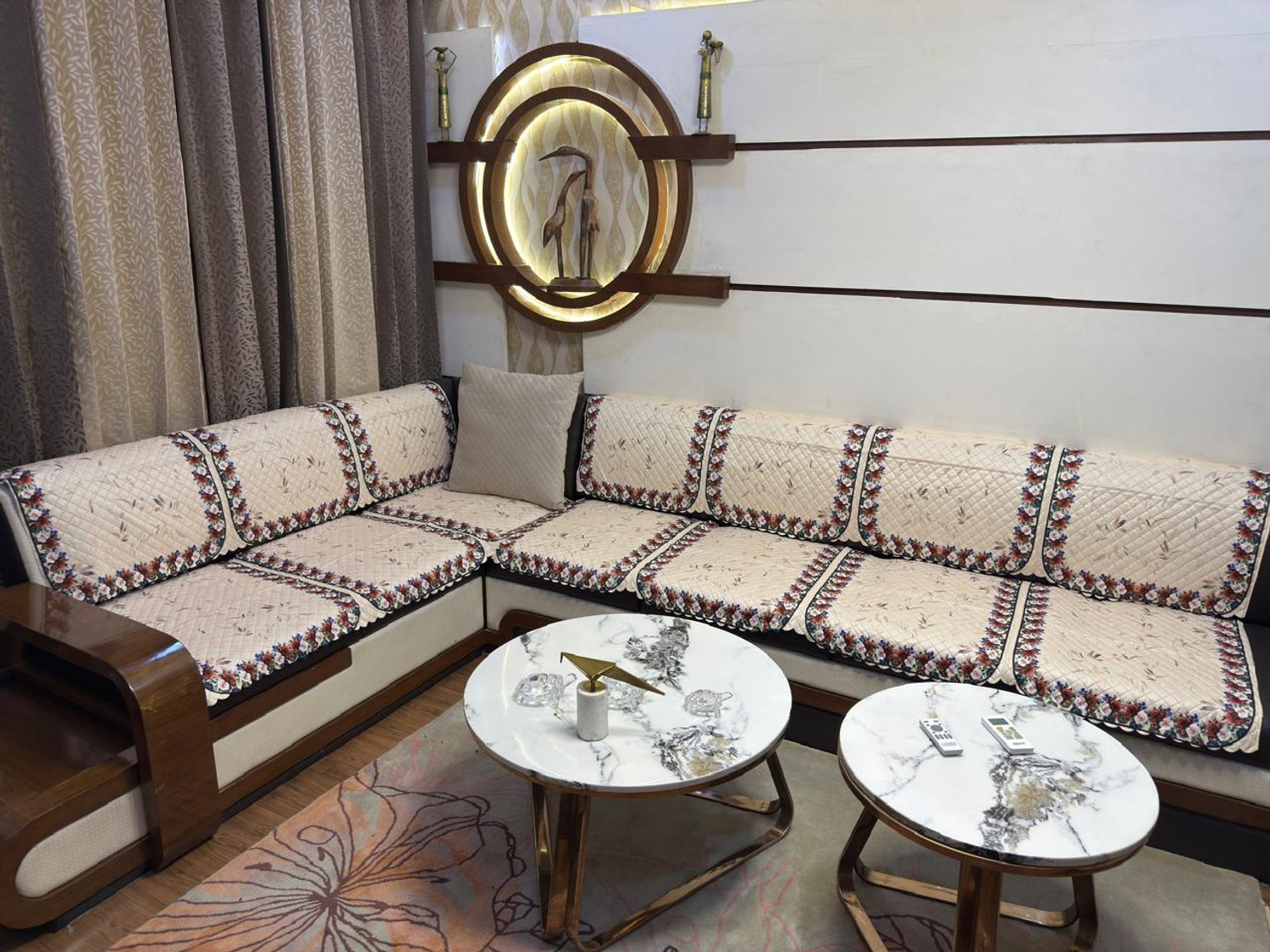 Image of Ucharmsofacover Velvet 3+2+2 Seater Sofa Floral Cover
