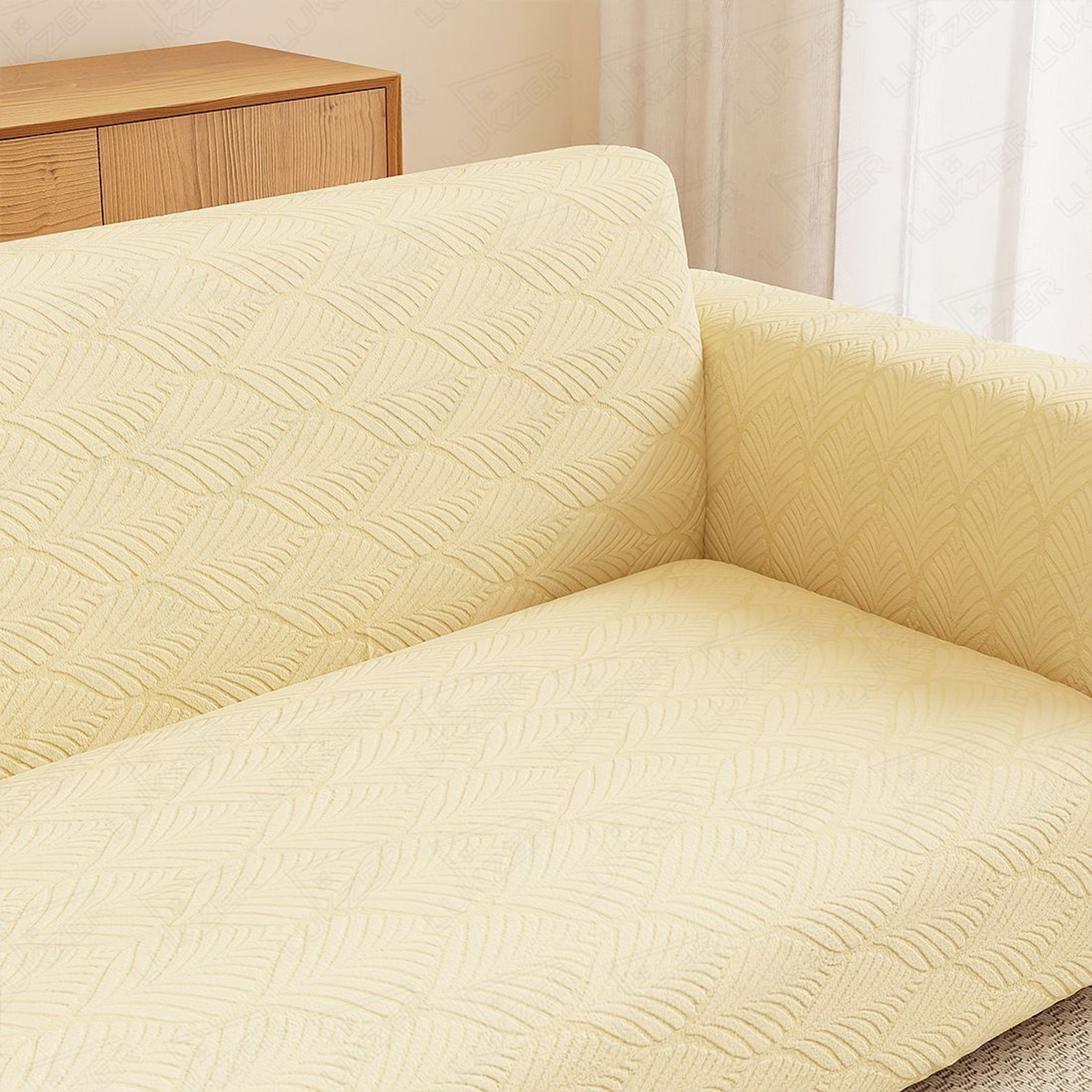 Image of LUKZER Jacquard 2 Seater Sofa Abstract Cover