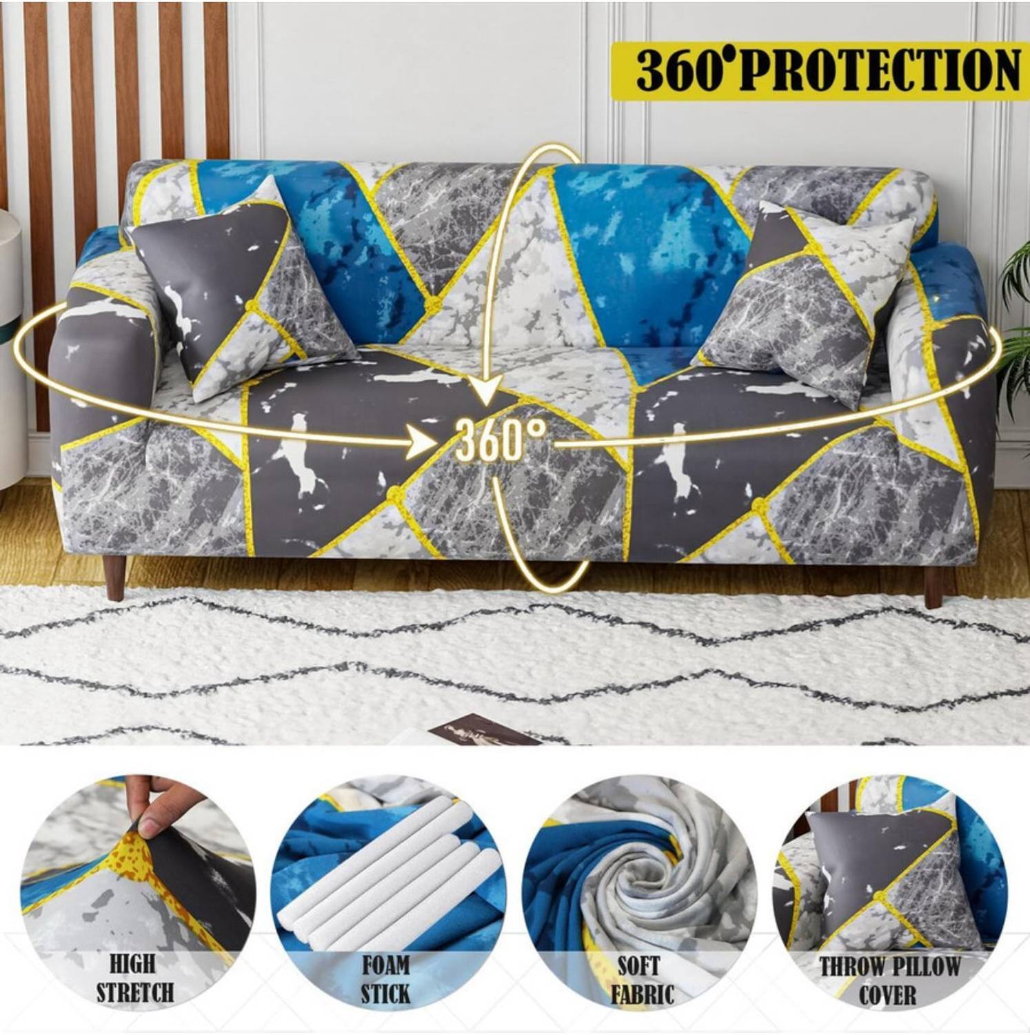 loomex Polyester 3 Seater Sofa Cover Pack of 1 - Image 2