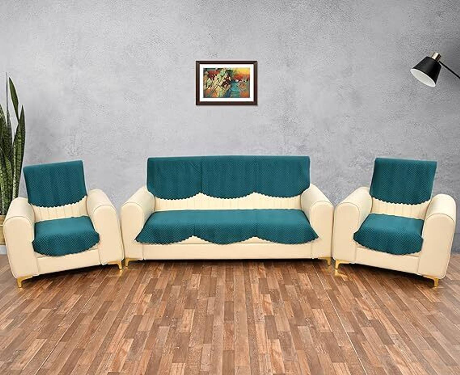 AuraDrape Velvet 3+1+1 Seater Sofa Plain Cover