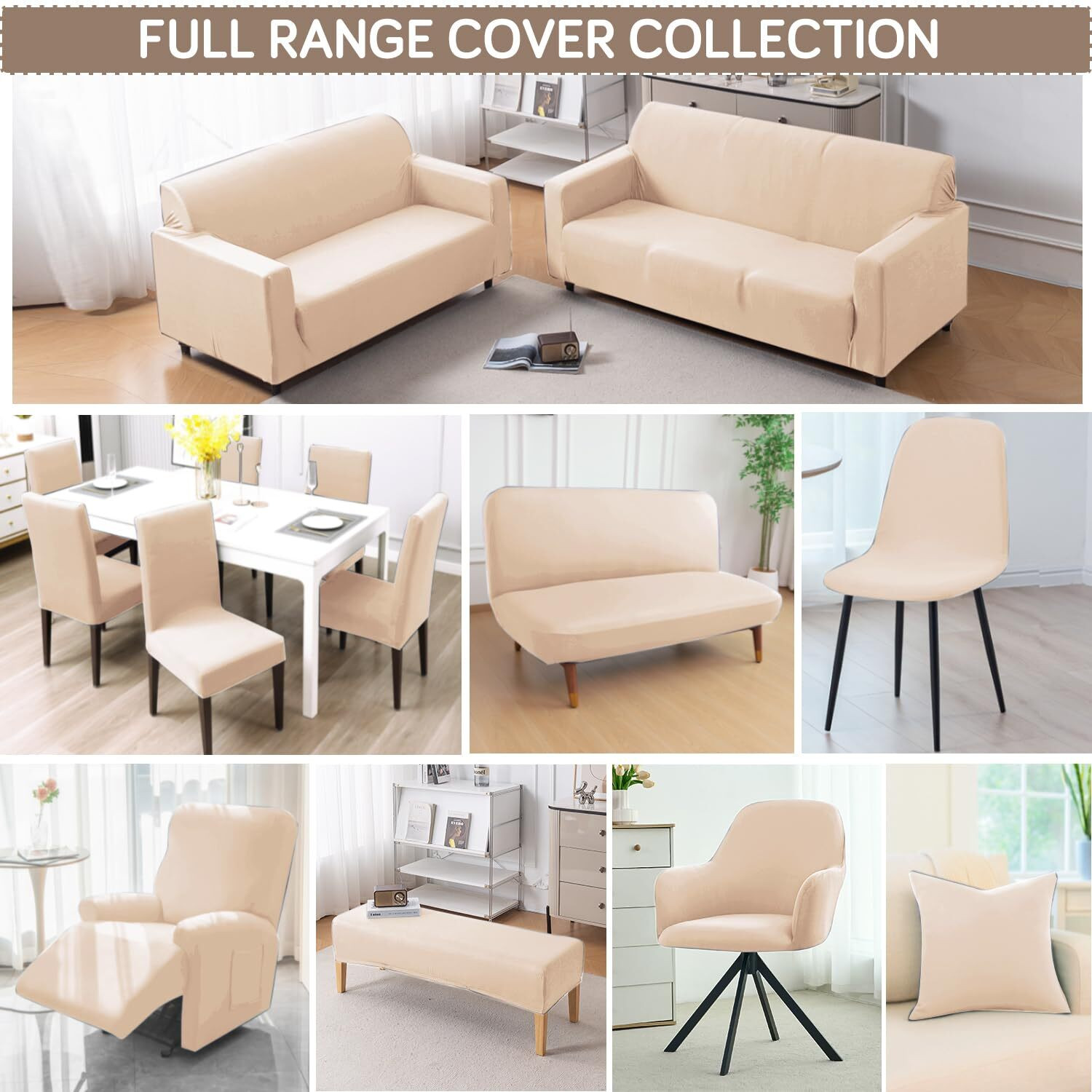 Image of HOKiPO Polyester 3 Seater Sofa Plain Cover