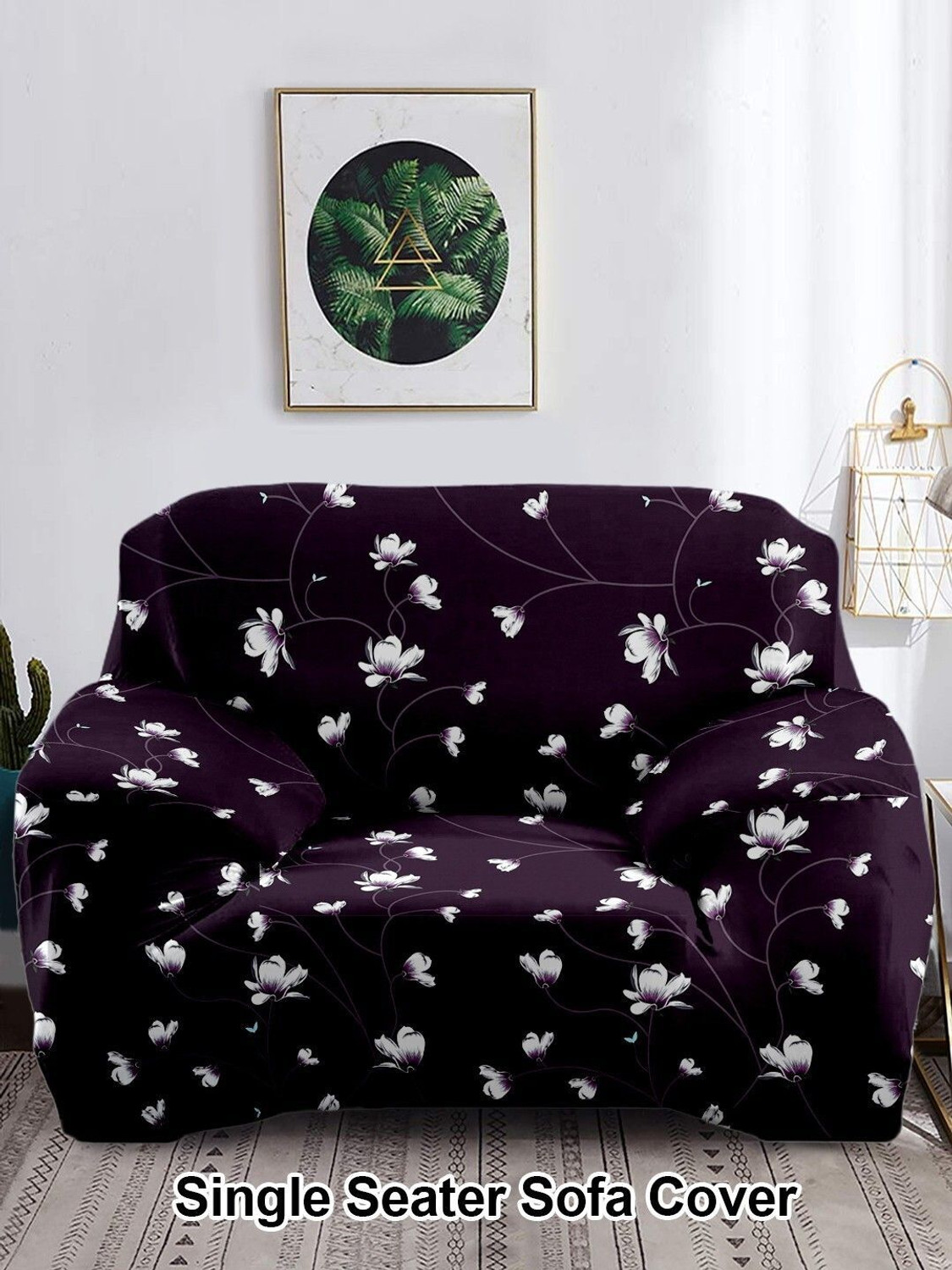 Image of Cortina Polyester 1 Seater Sofa Striped Cover