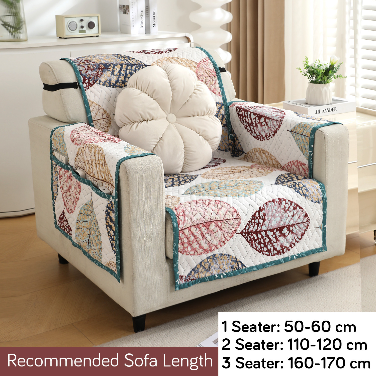 Image of HOKiPO Polyester 1 Seater Sofa Floral Cover