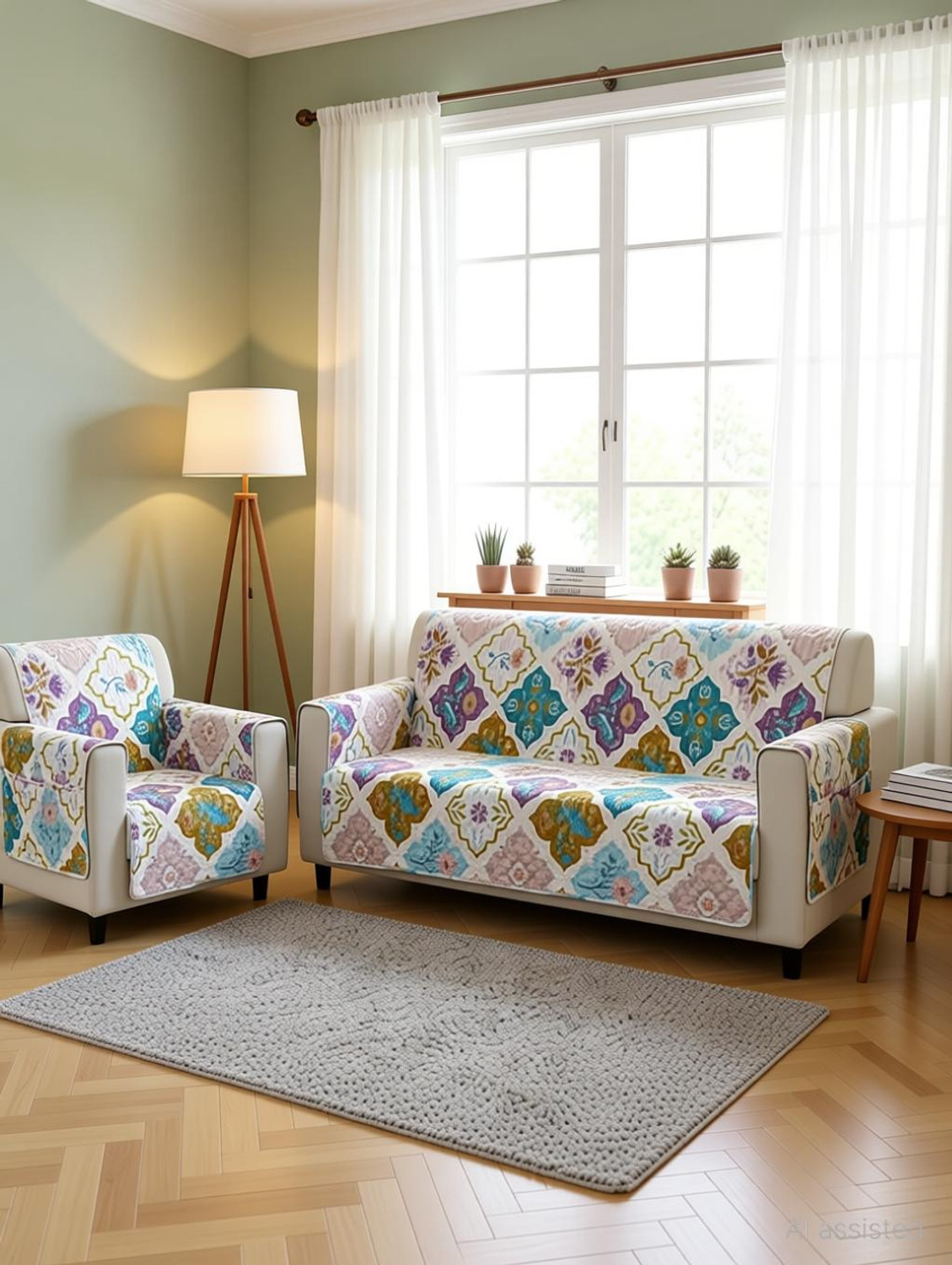 Image of Planet Home Polyester 3+1+1 Seater Sofa Floral Cover