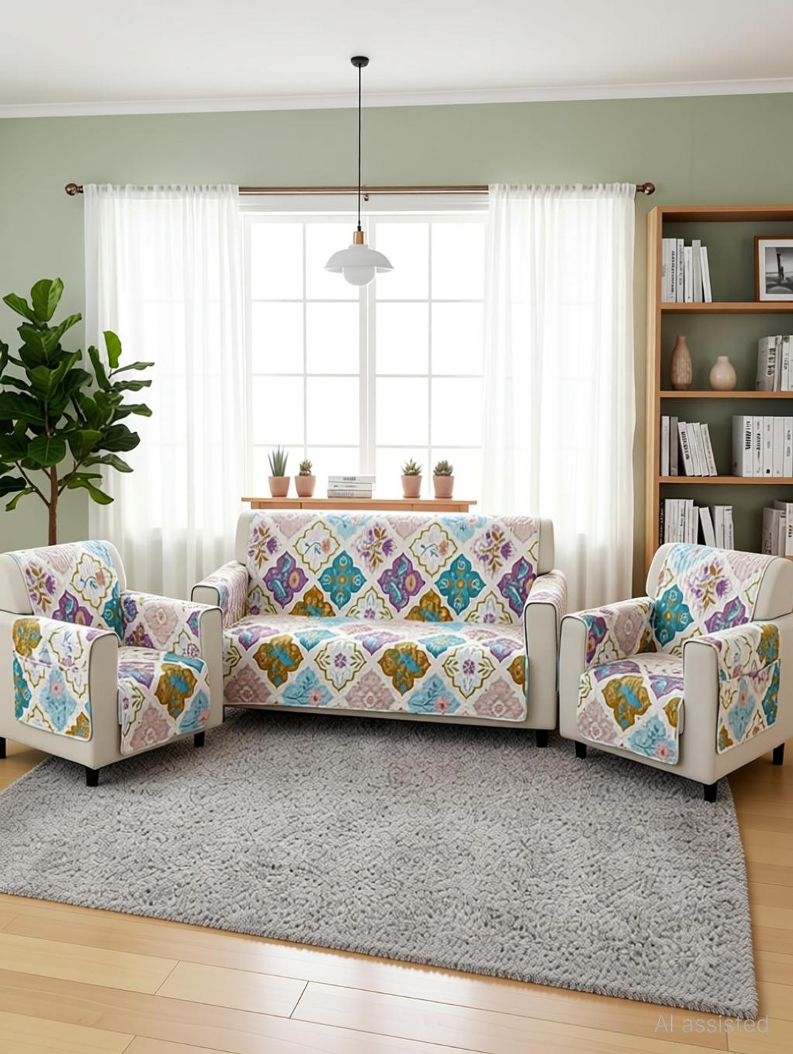 Image of Planet Home Polyester 3+1+1 Seater Sofa Floral Cover