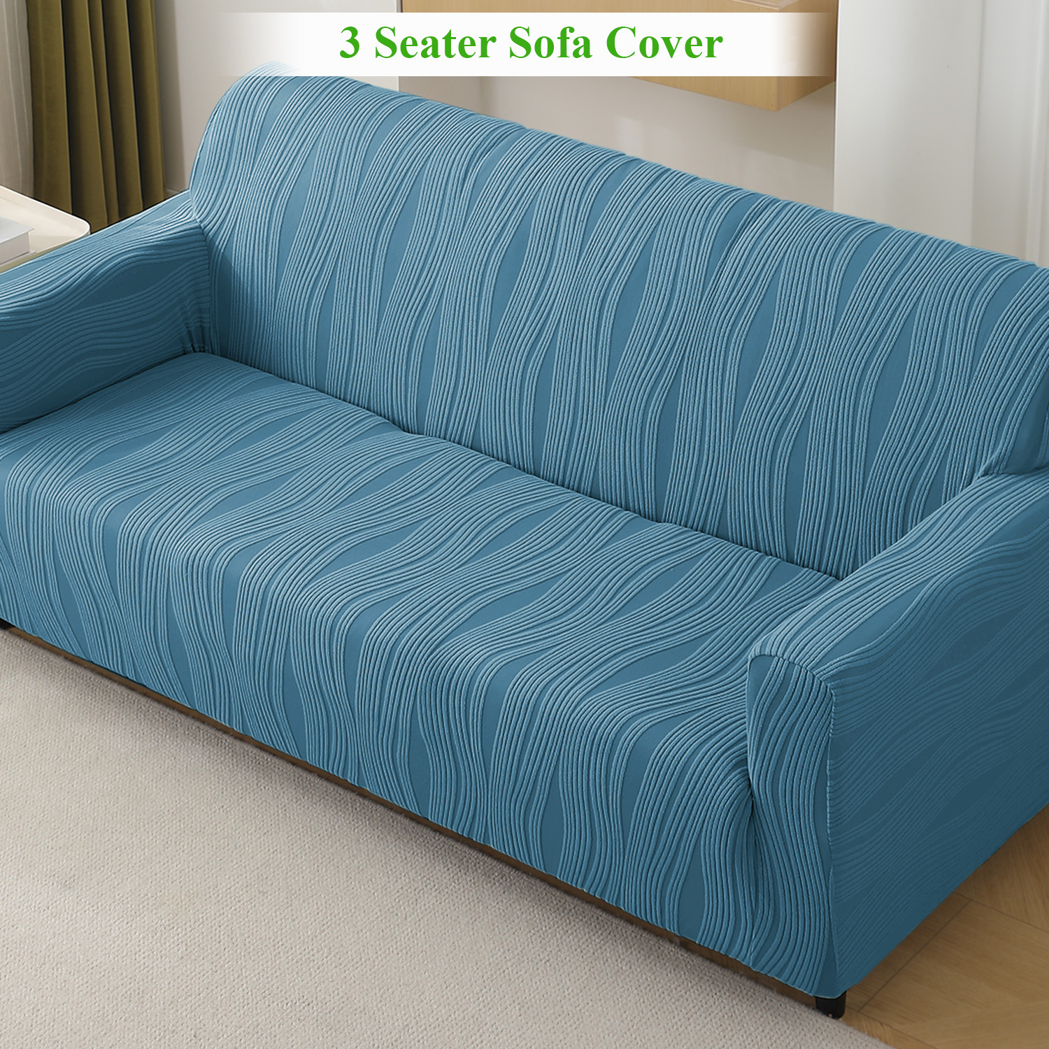 Image of HOKiPO Jacquard 3 Seater Sofa Striped Cover