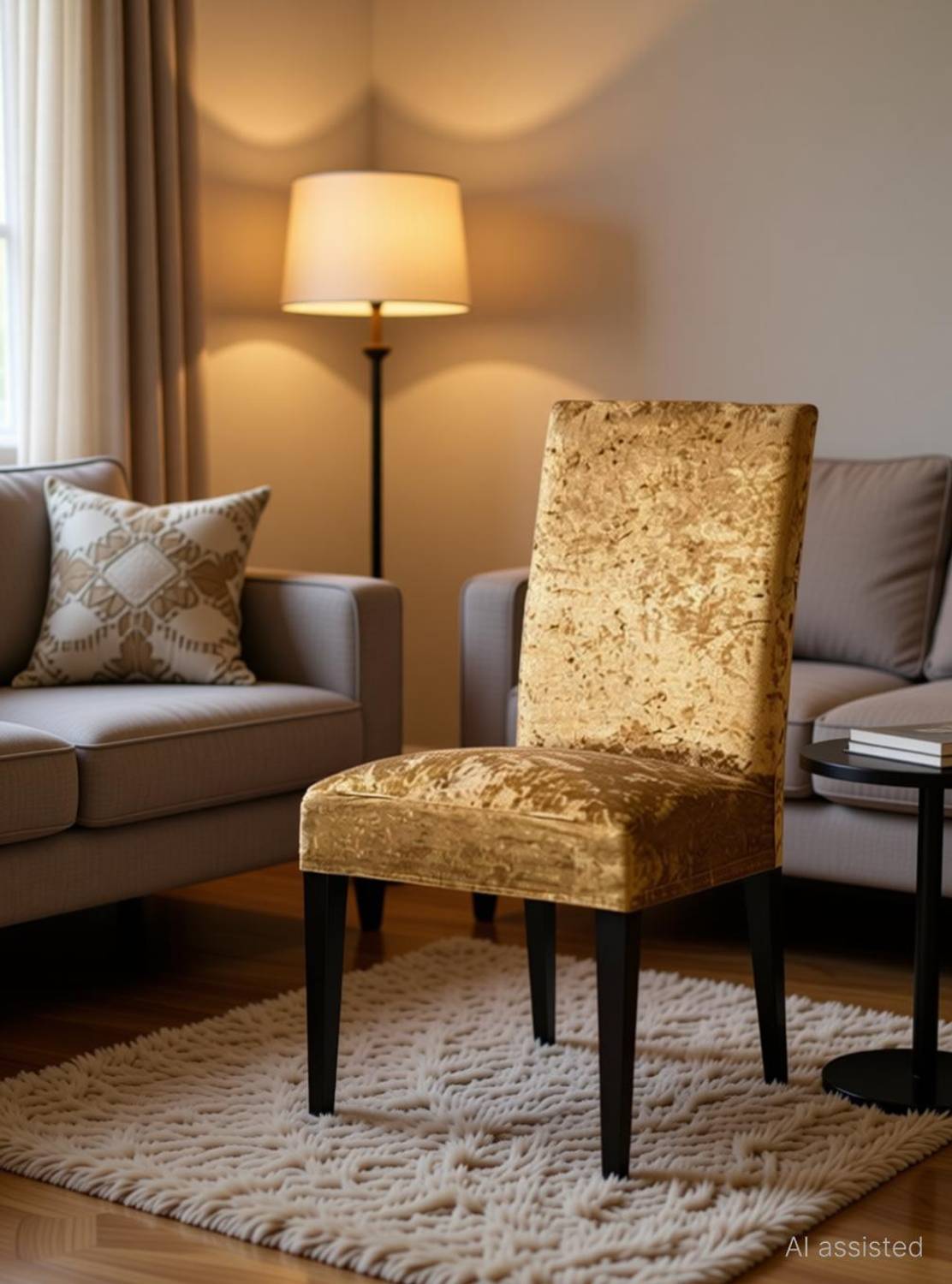 Aranaya Decore Velvet 1 Seater Chair Plain Cover
