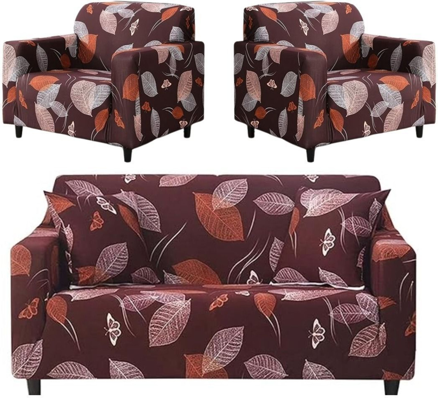 Image of SmartLoom Polyester 3+1+1 Seater Sofa Floral Cover