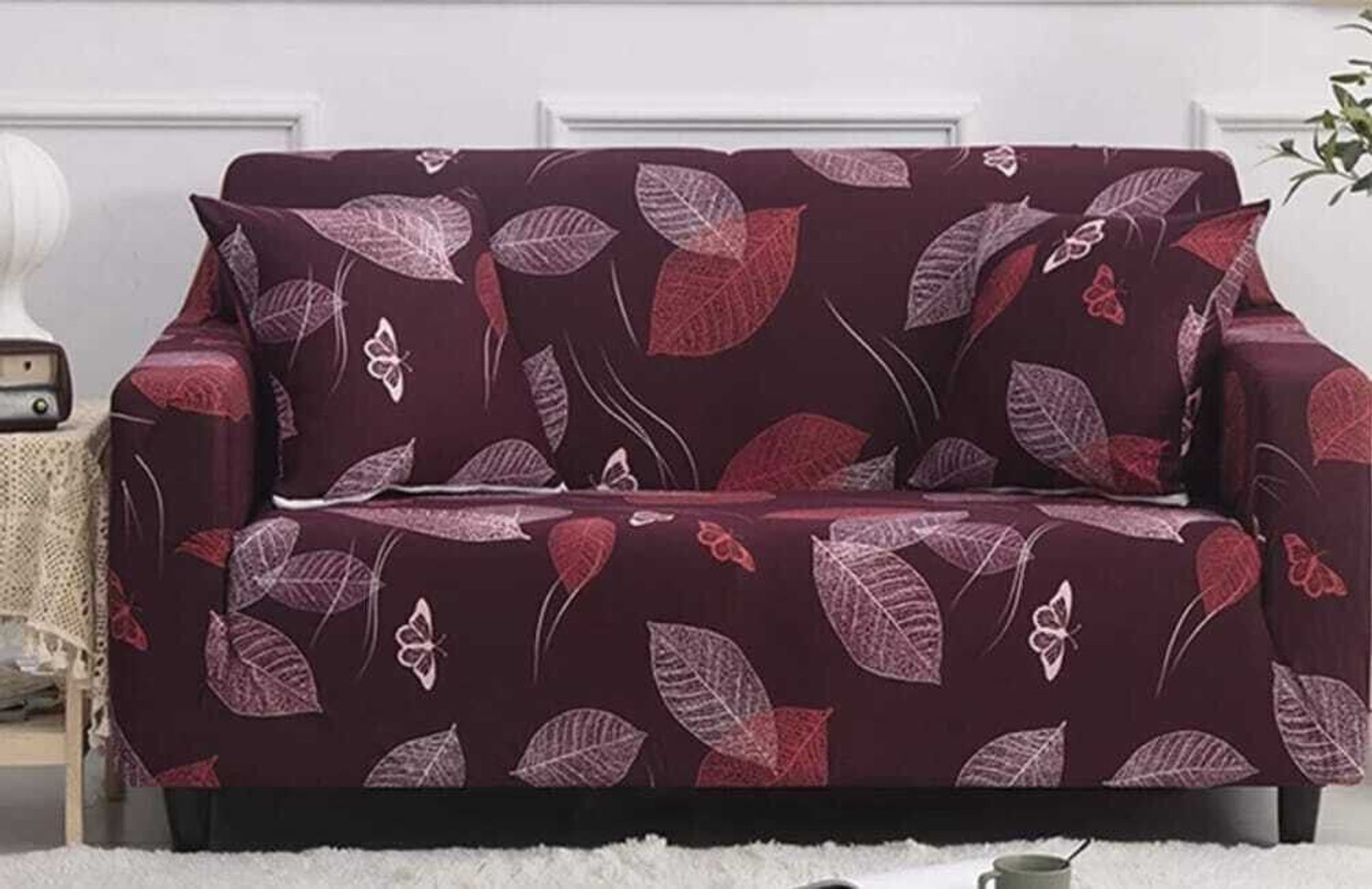 Image of SmartLoom Polyester 3+1+1 Seater Sofa Floral Cover