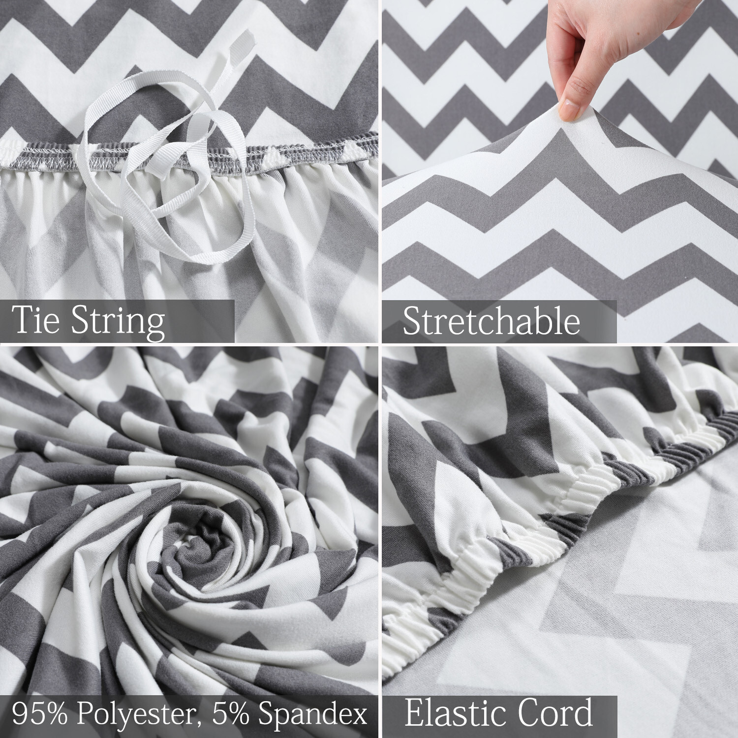 Image of HOKiPO Polyester 3 Seater Sofa Striped Cover