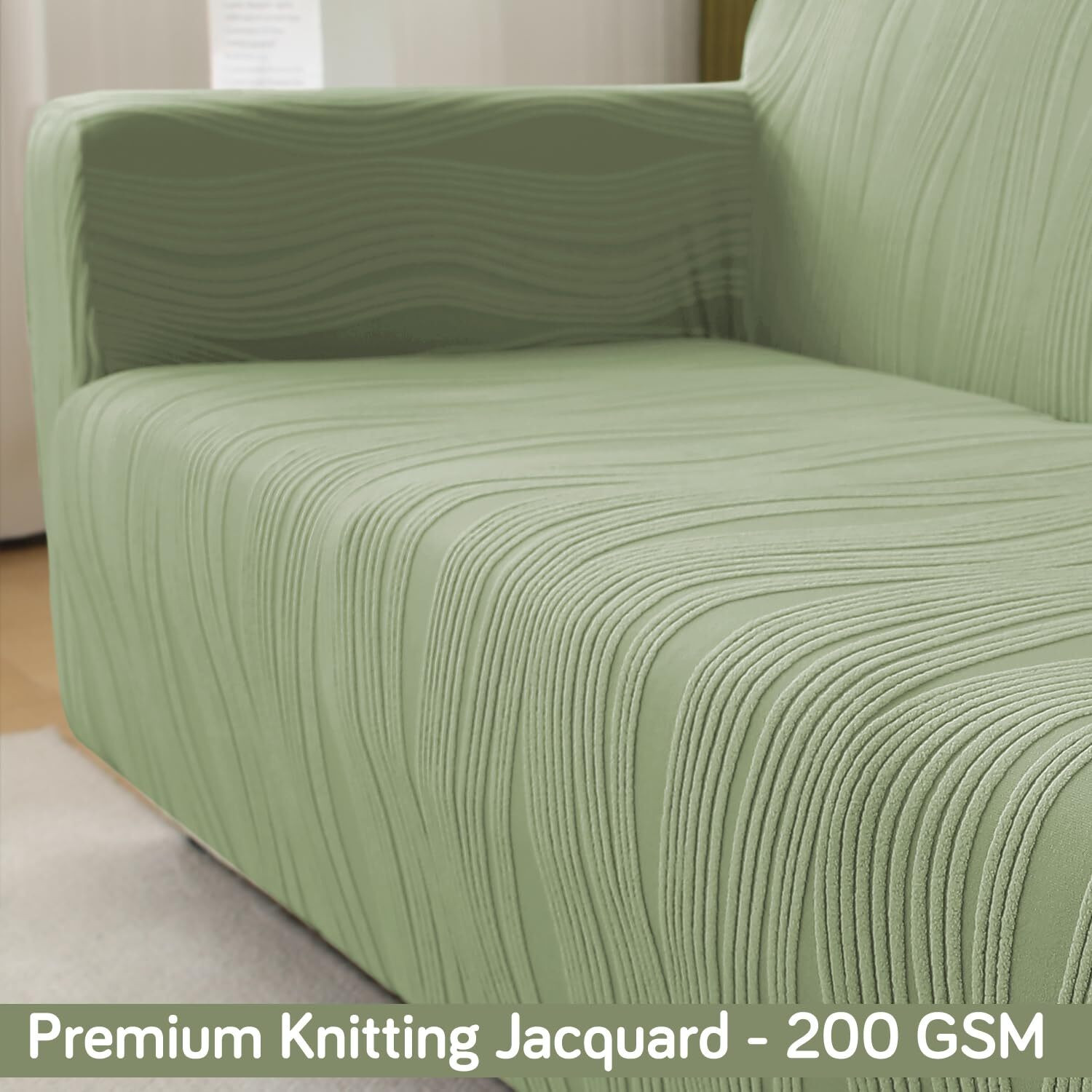 Image of HOKiPO Jacquard 3 Seater Sofa Striped Cover