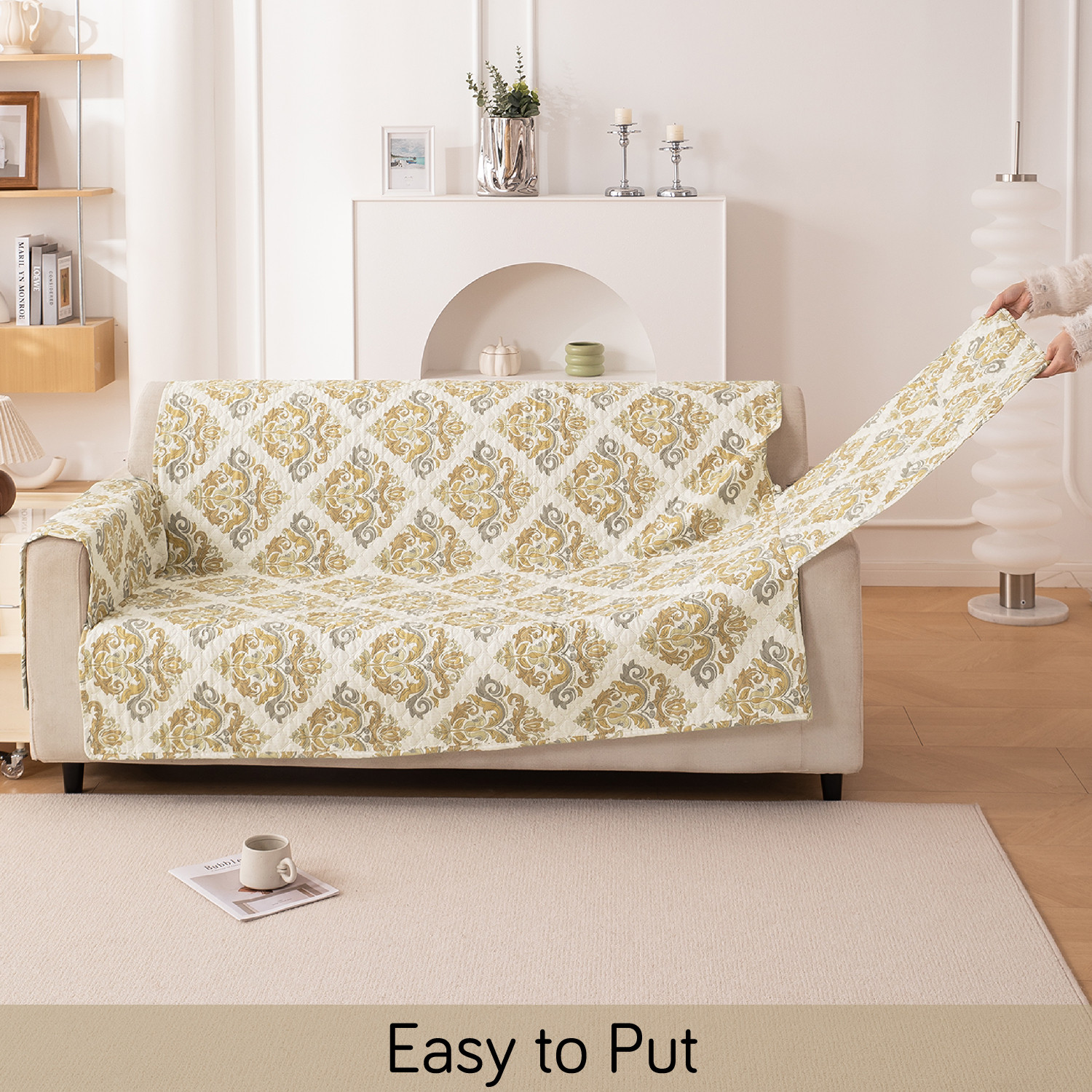 Image of HOKiPO Polyester 2 Seater Sofa Damask Cover