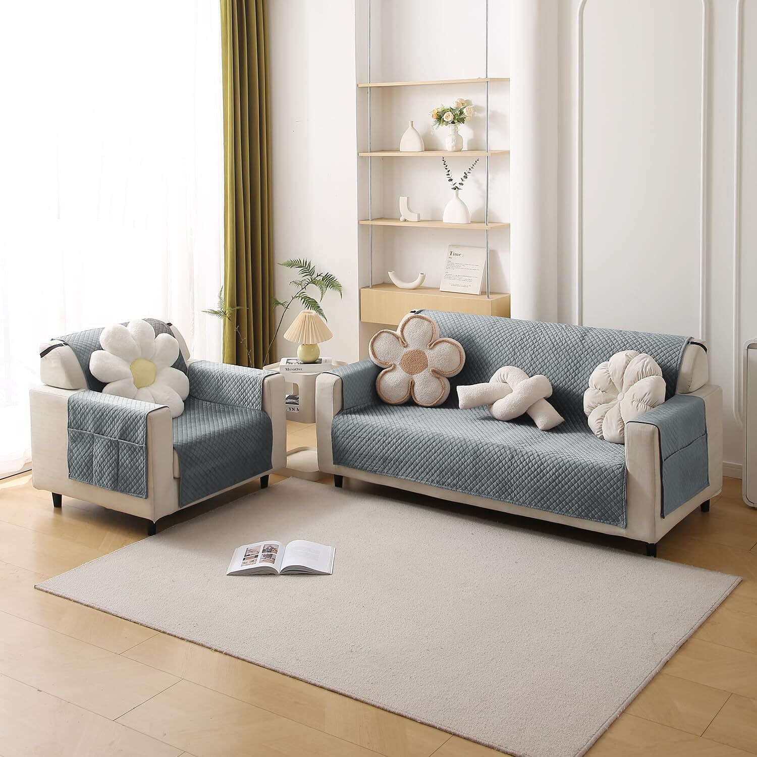 Image of HOKiPO Velvet 3 Seater Sofa Geometric Cover