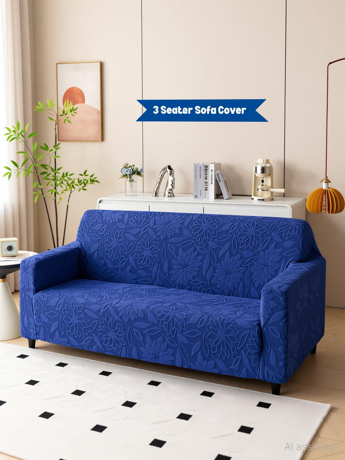 Image of Magical Jacquard 3 Seater Sofa Embroidered Cover