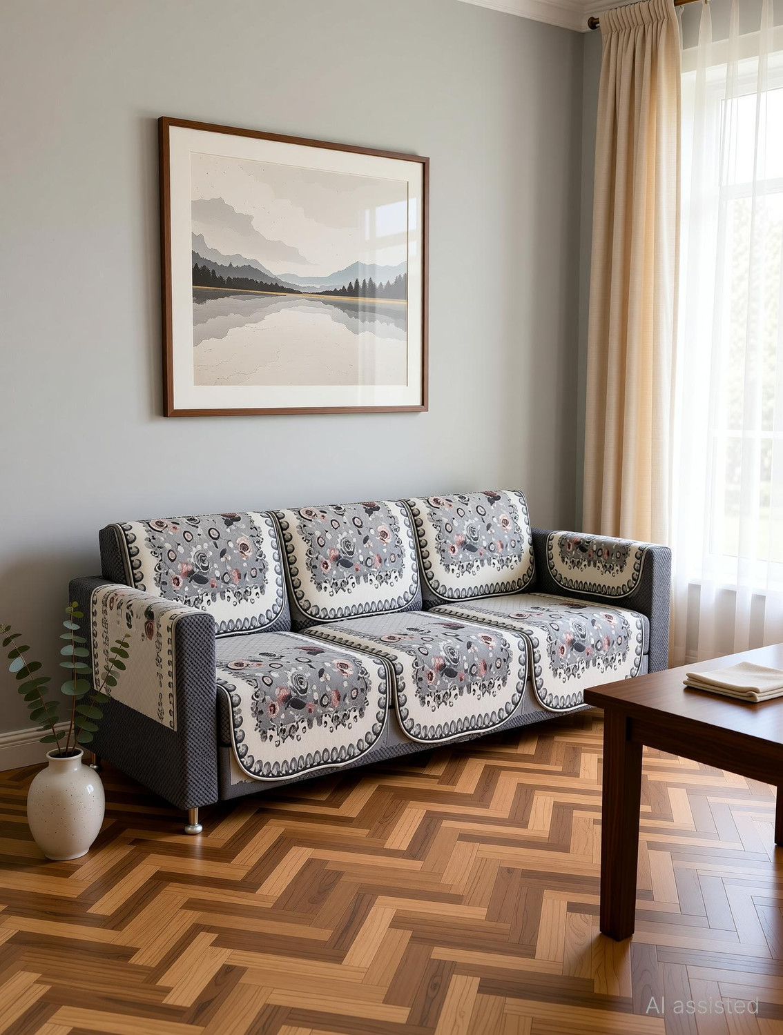 Image of HOMESTIC by Kuber Industries Polyester 3+1+1 Seater Sofa Floral Cover