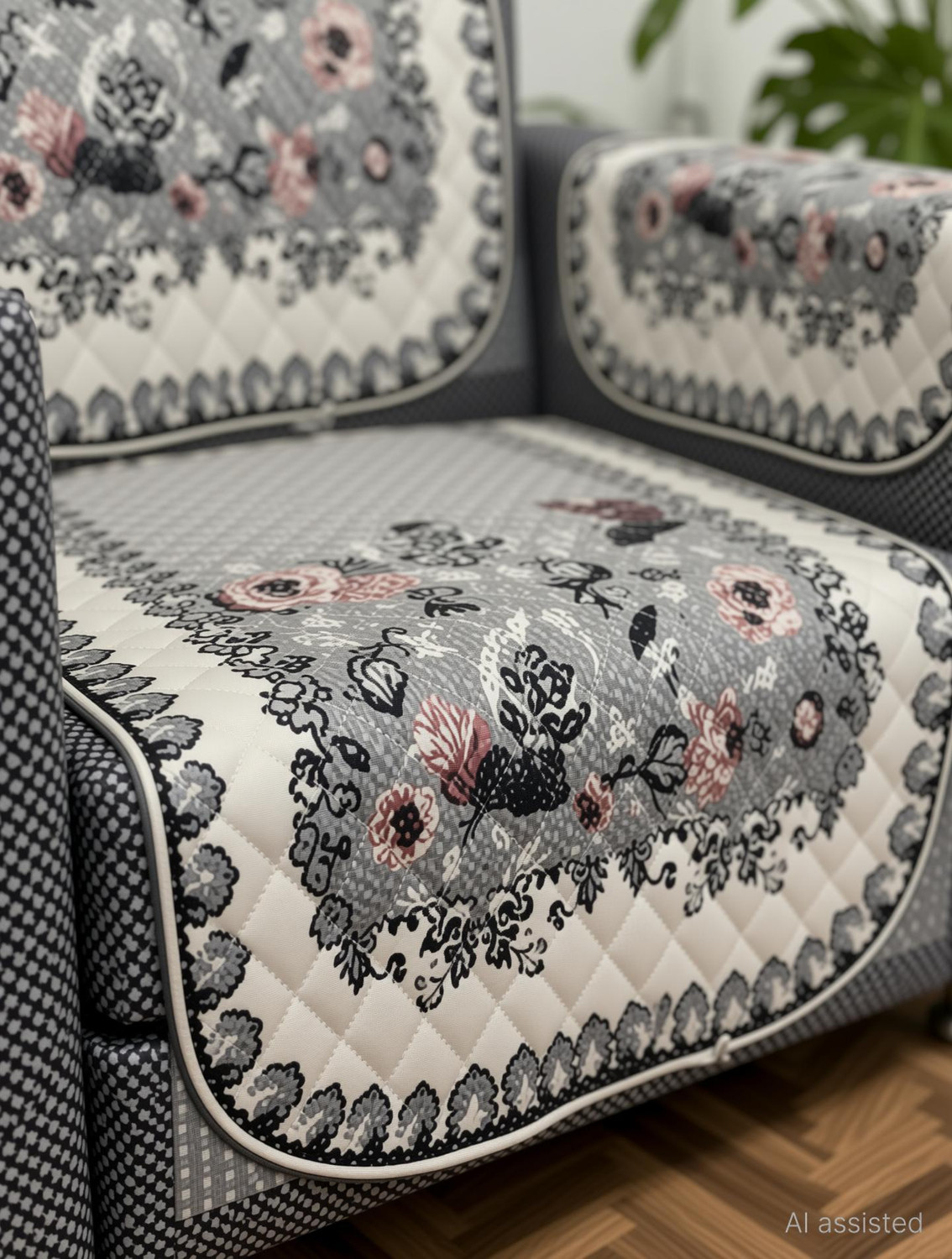 Image of HOMESTIC by Kuber Industries Polyester 3+1+1 Seater Sofa Floral Cover