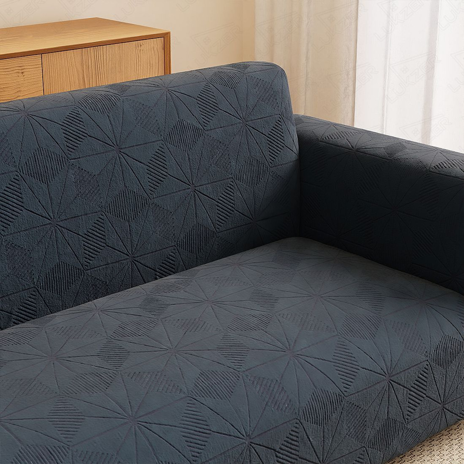 Image of LUKZER Jacquard 2 Seater Sofa Abstract Cover