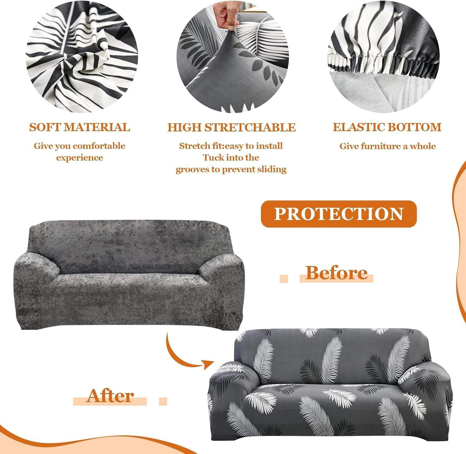 Image of KriShyam Polycotton 3+1+1 Seater Sofa Floral Cover