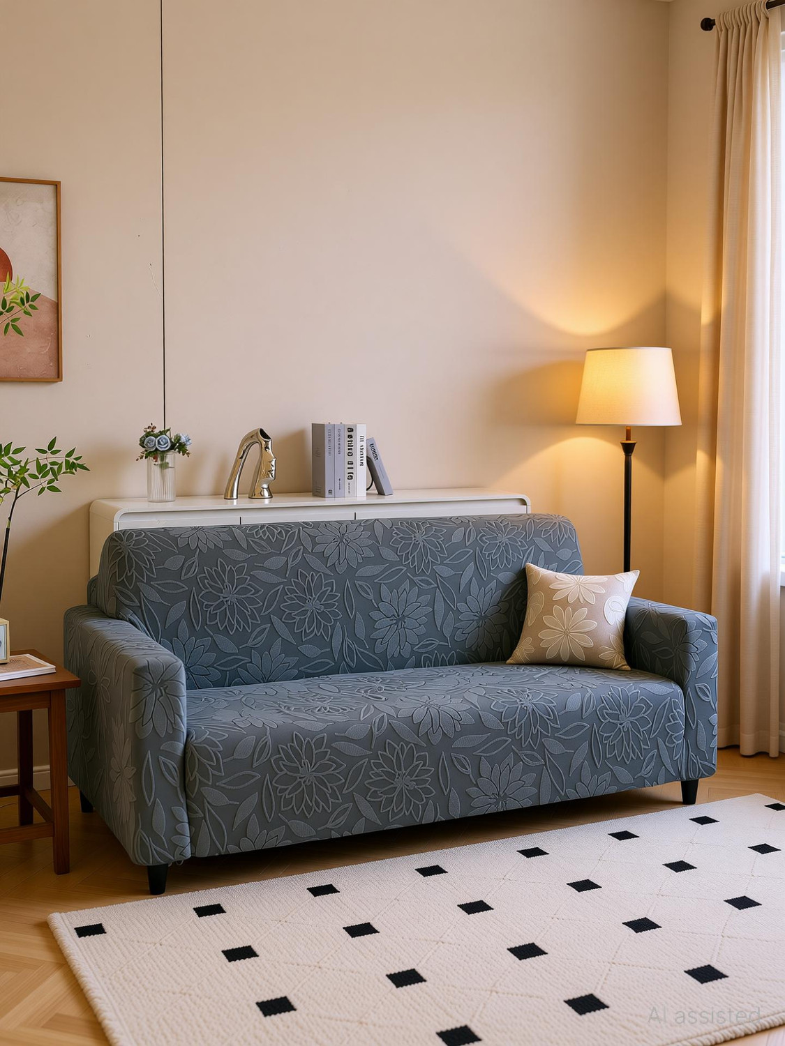 Image of Magical Jacquard 3 Seater Sofa Floral Cover