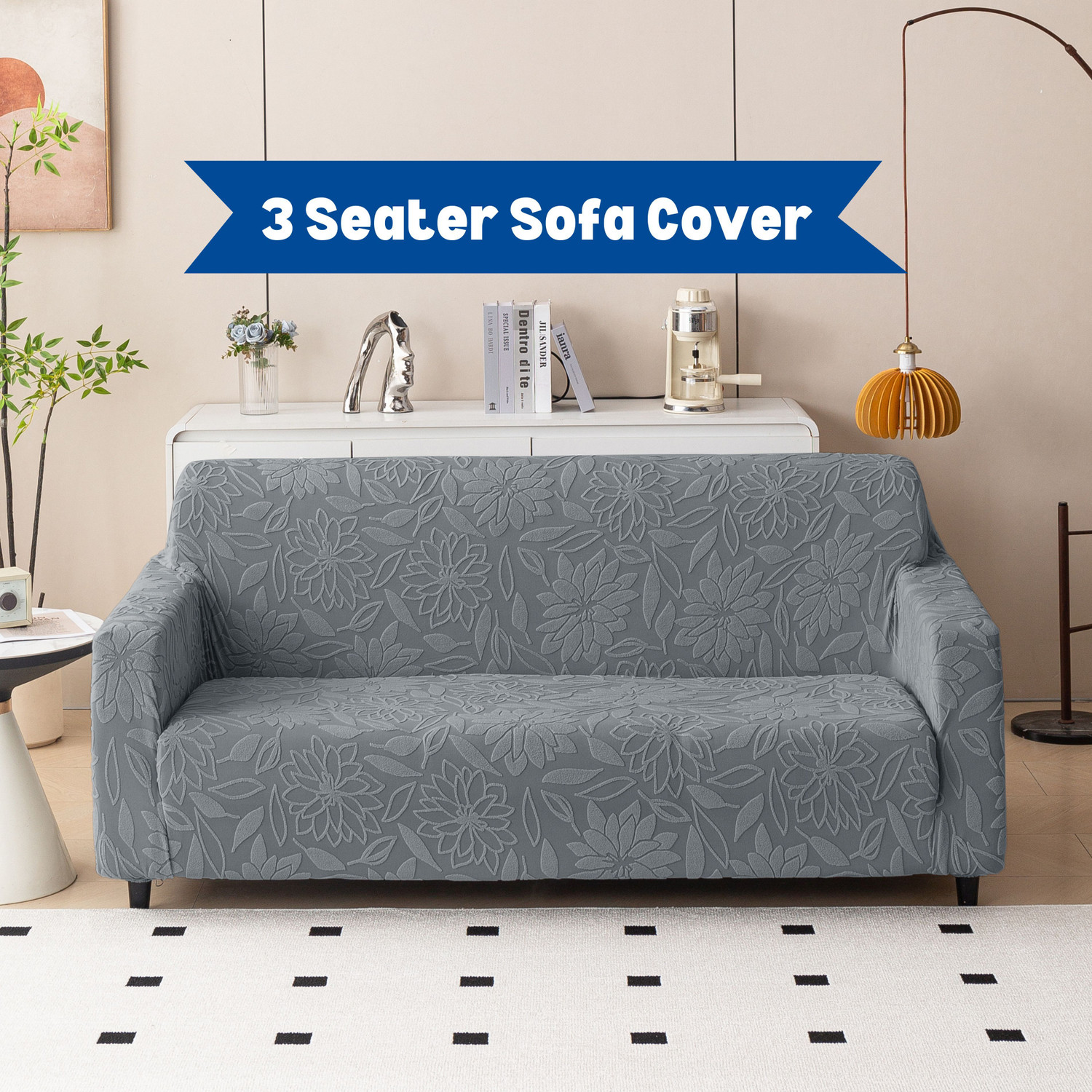 Image of Magical Jacquard 3 Seater Sofa Floral Cover