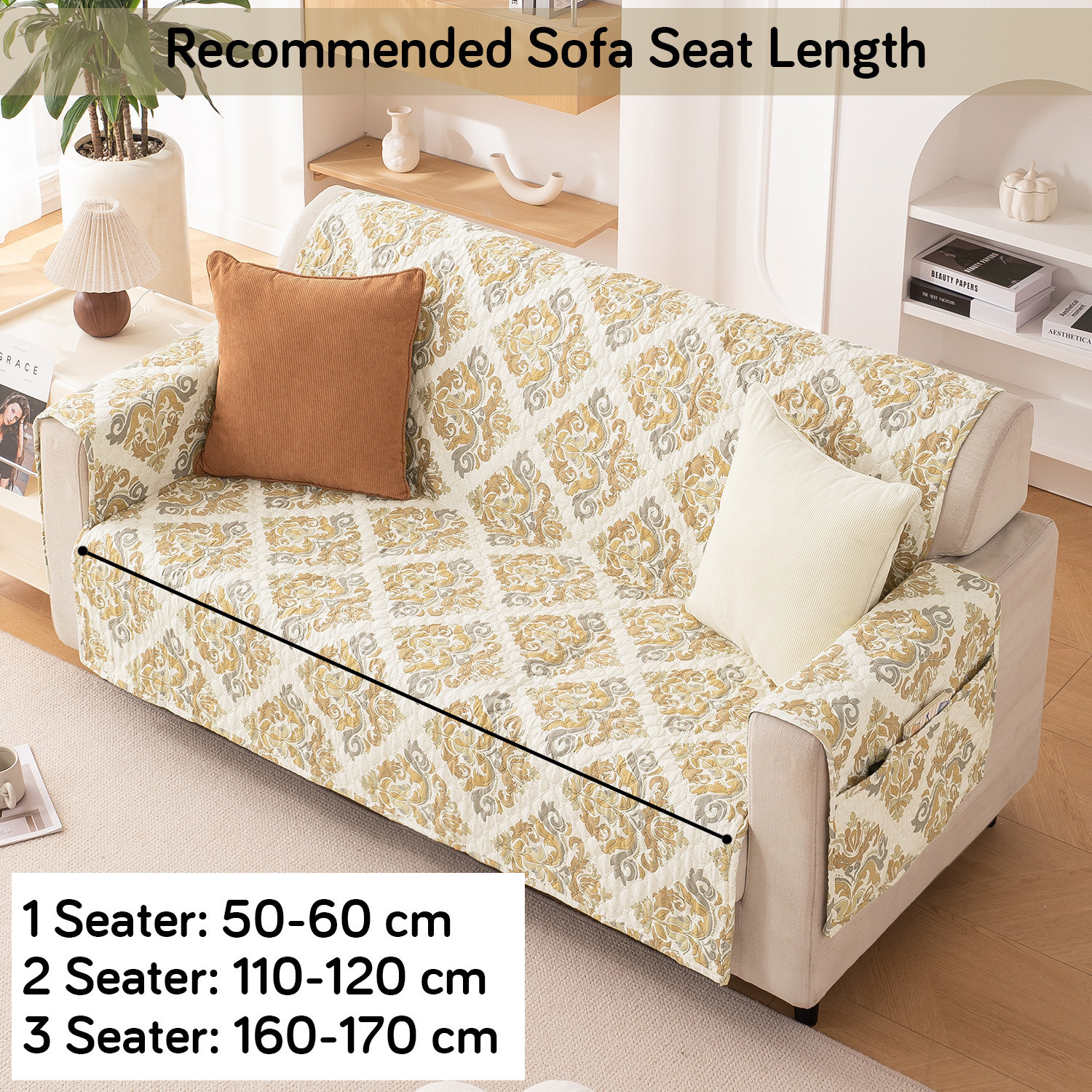 Image of HOKiPO Polyester 2 Seater Sofa Damask Cover
