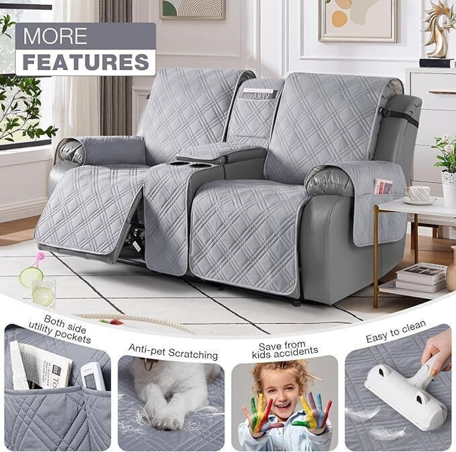 Image of BLESSING PET SUPPLY Polyester 2 Seater Sofa Geometric Cover