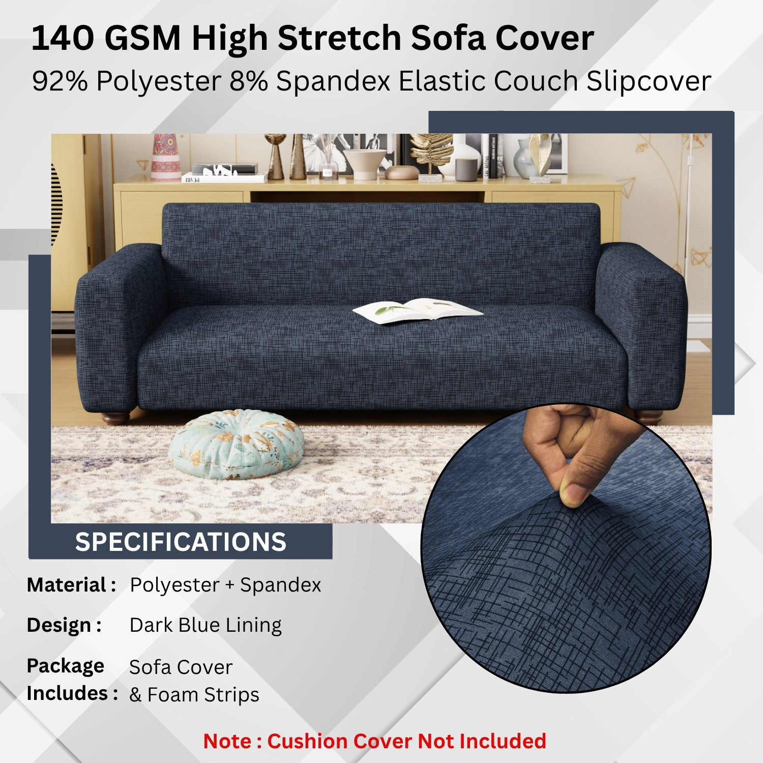 Image of LUKZER Polyester 3 Seater Sofa Floral Cover