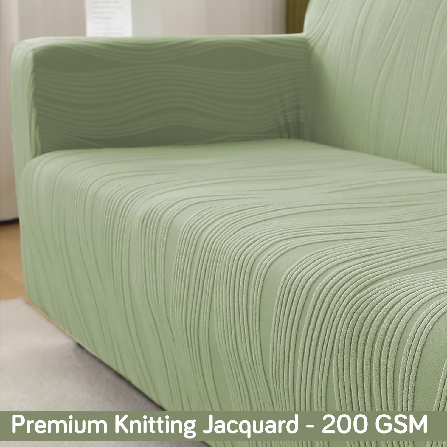 Image of HOKiPO Jacquard 4 Seater Sofa Striped Cover