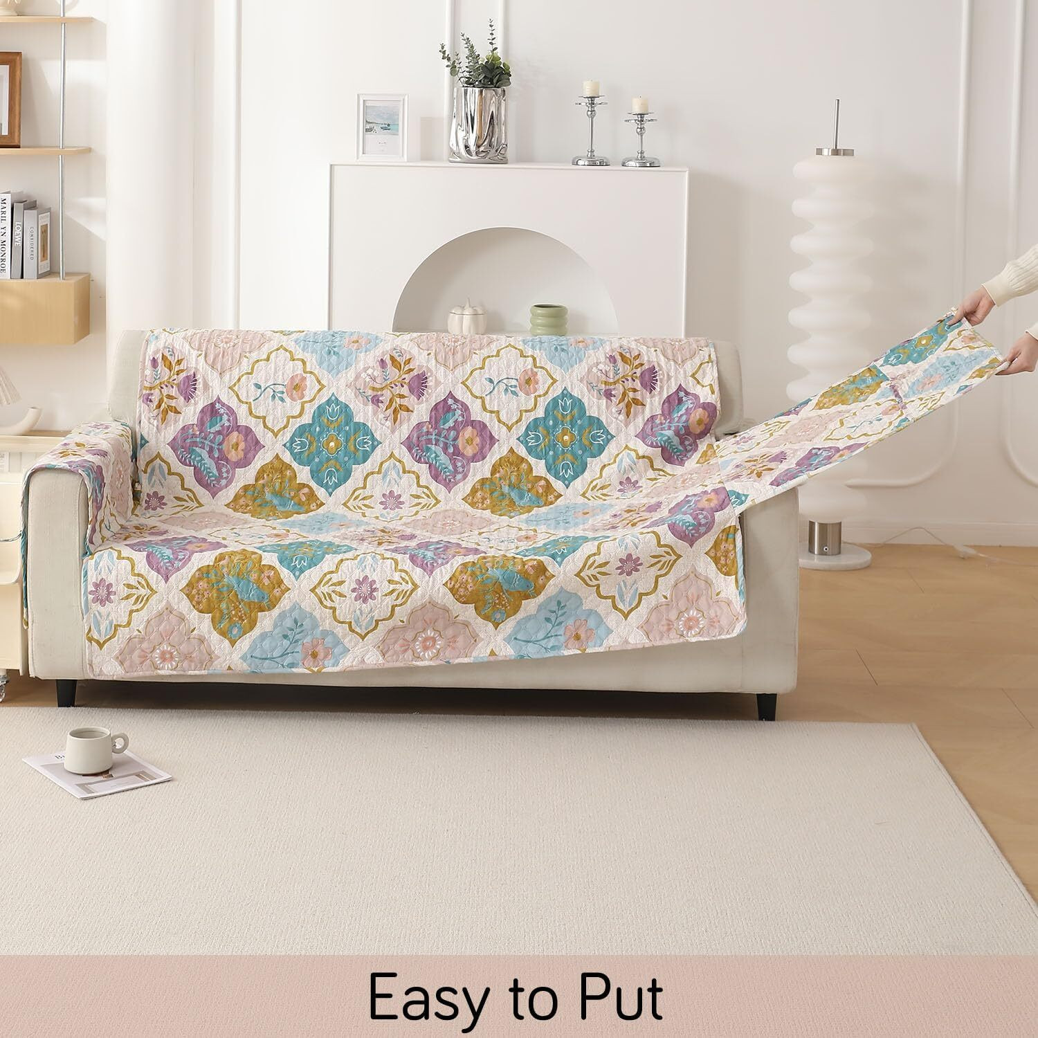 Image of HOKiPO Polyester 2 Seater Sofa Damask Cover