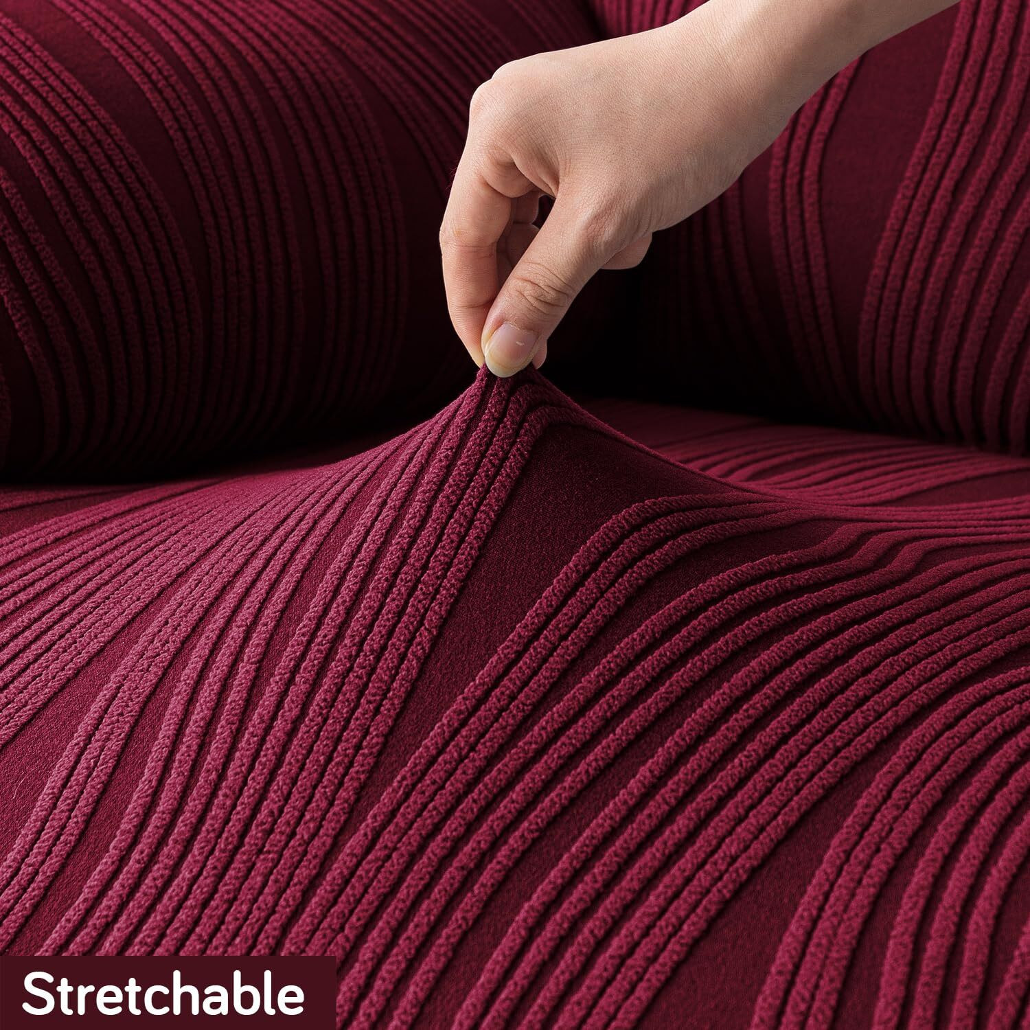 Image of HOKiPO Jacquard 4 Seater Sofa Striped Cover