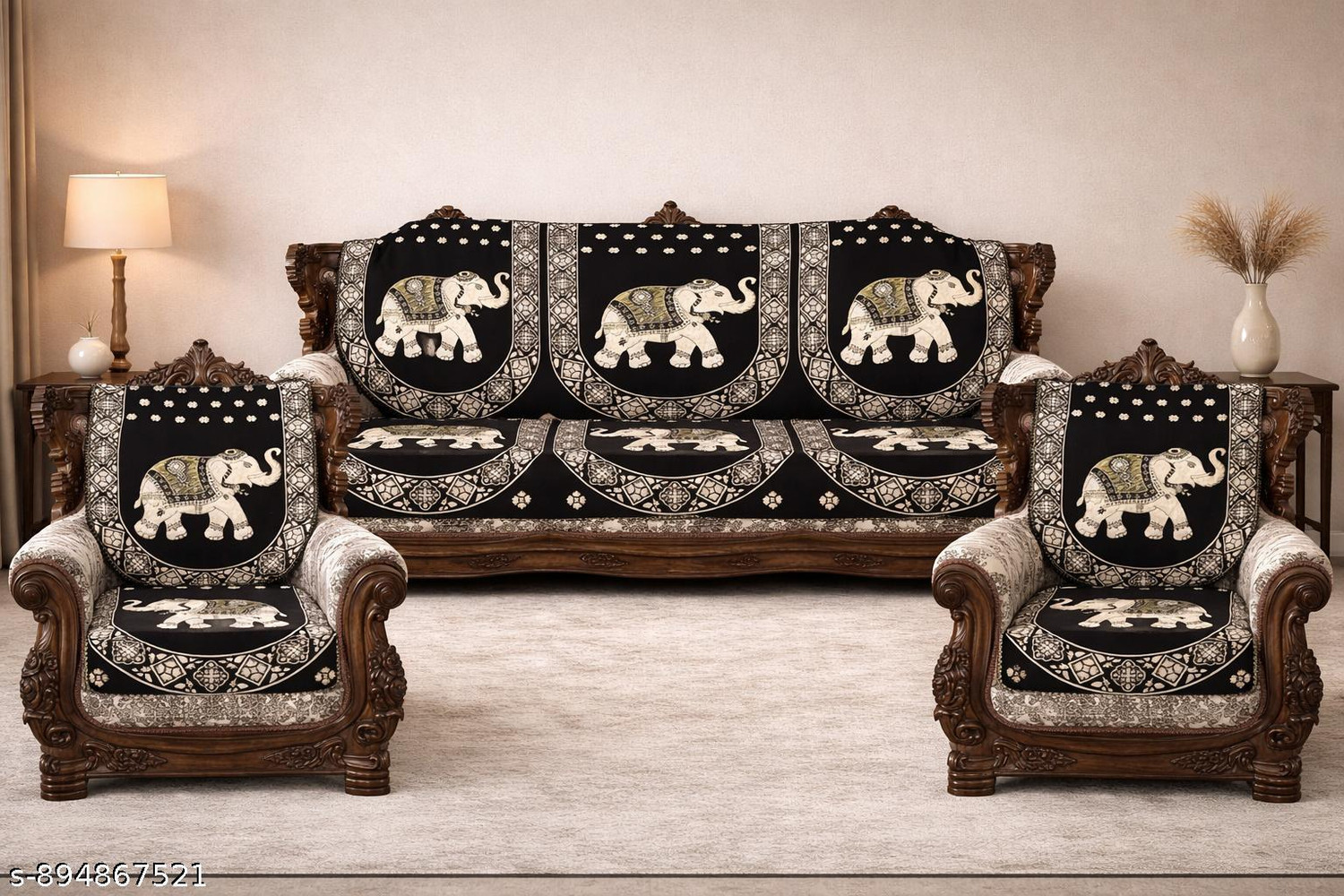 Image of COVERLUXE Cotton 3+1+1 Seater Sofa Printed Cover
