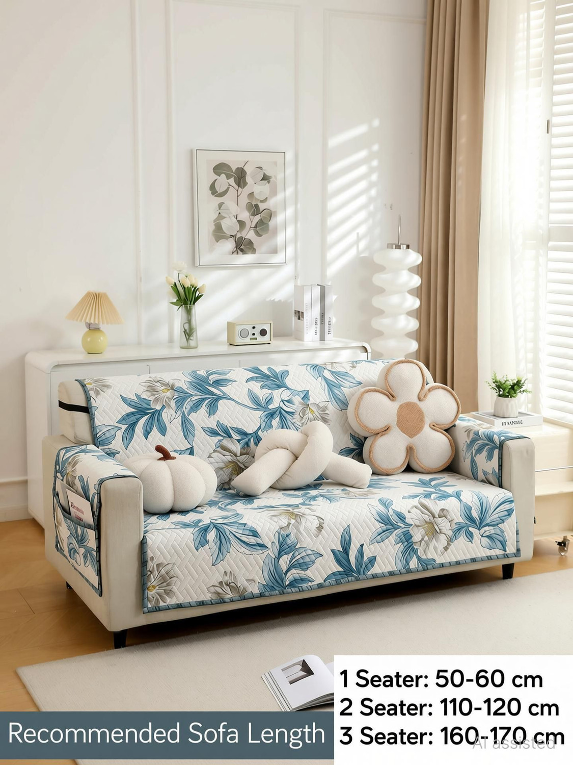 Image of Ramesht Enterprises Polyester, Cotton 3 Seater Sofa Floral Cover