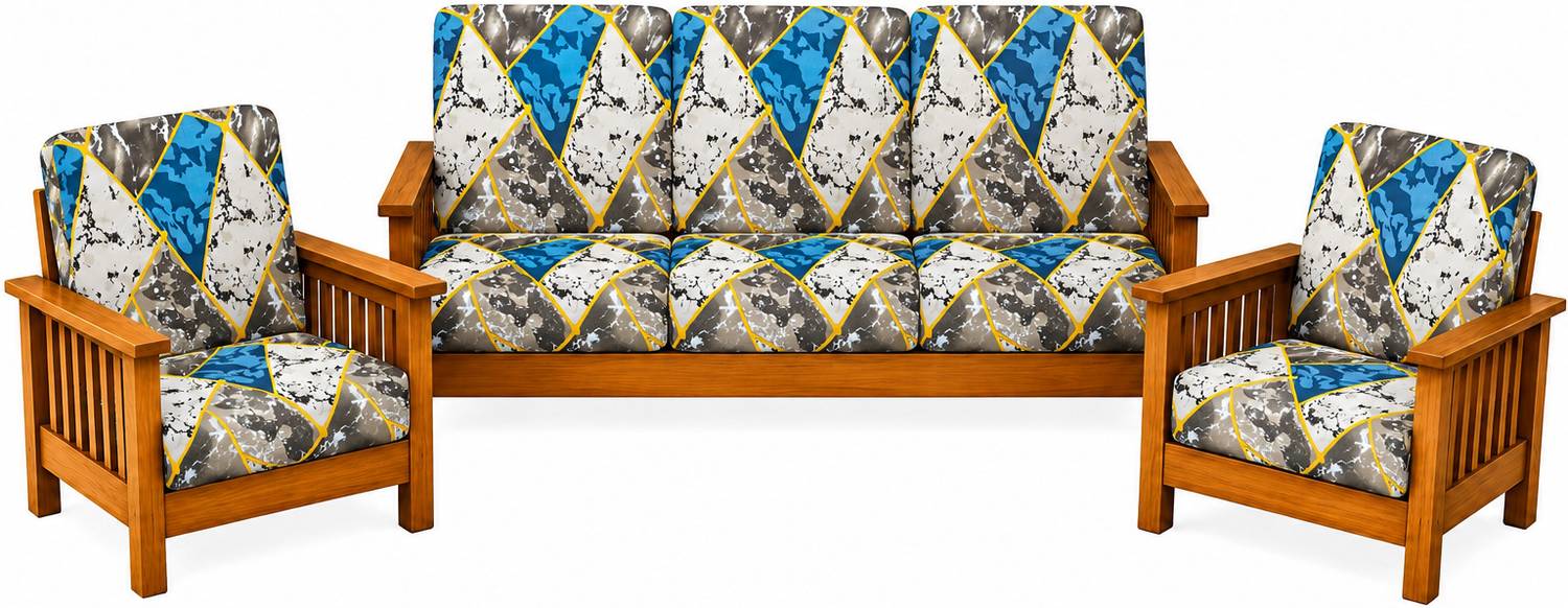 igi Polyester 3+1+1 Seater Sofa Blue Pack of 10 - Image 5