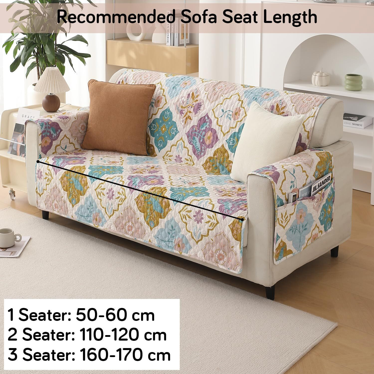 Image of HOKiPO Polyester 2 Seater Sofa Damask Cover