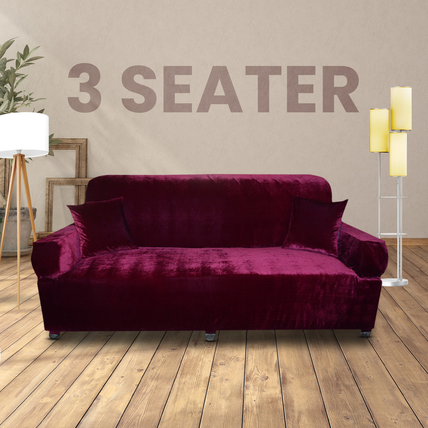 Image of SK Fashion Velvet 3+1+1 Seater Sofa Plain Cover