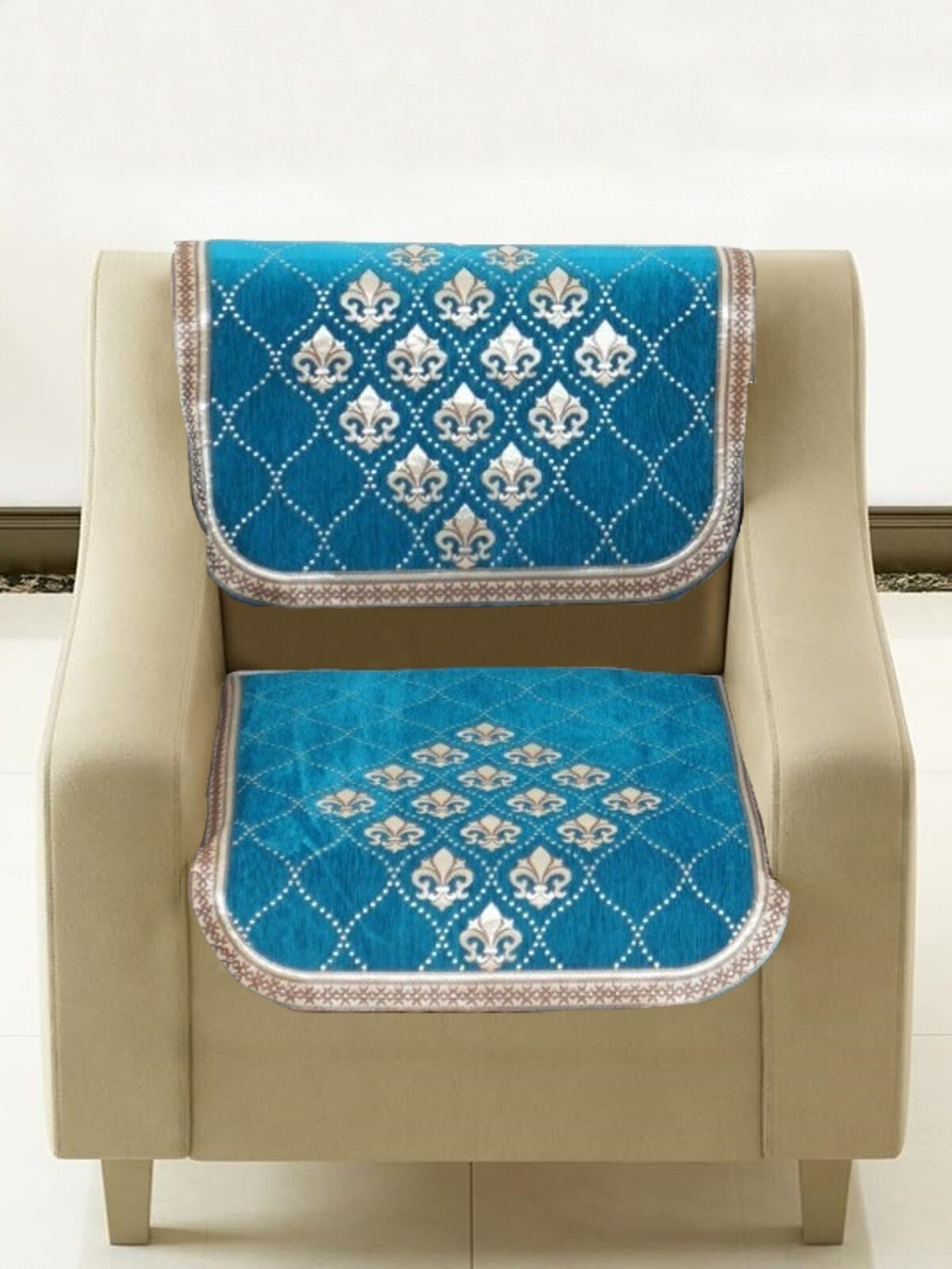 Image of MORADO Cotton 3+1+1 Seater Sofa Damask Cover