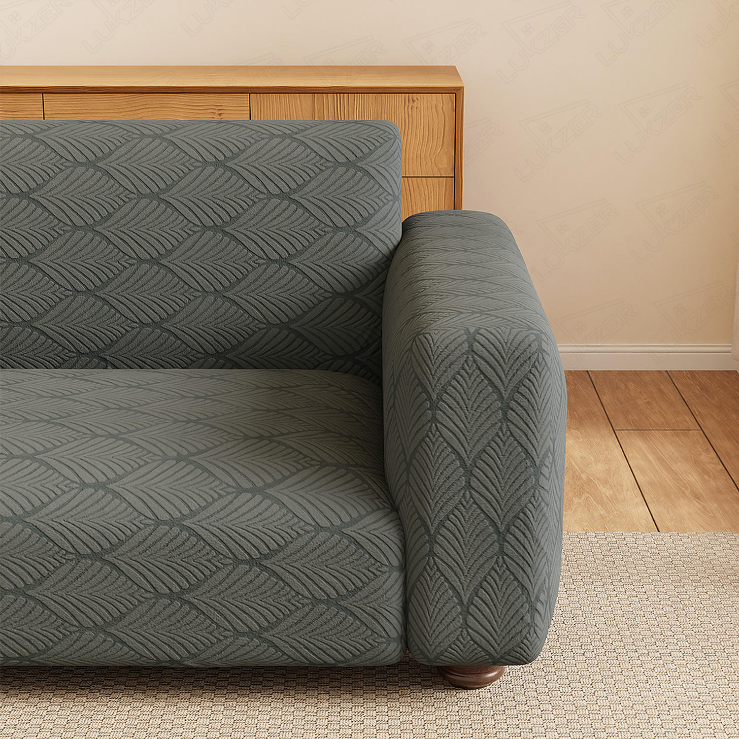 Image of LUKZER Jacquard 2 Seater Sofa Abstract Cover