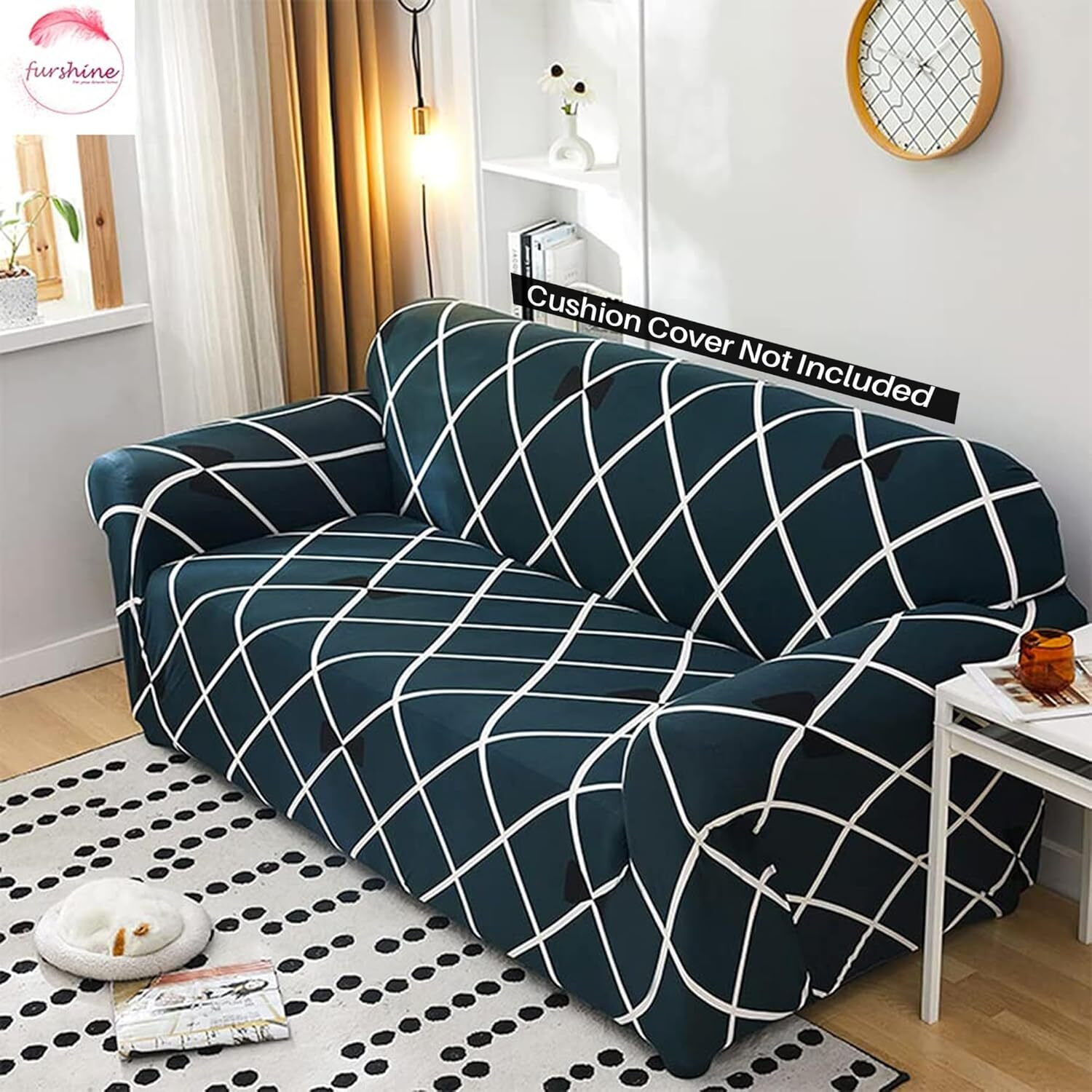 Image of SmartFab Polyester 3 Seater Sofa Geometric Cover