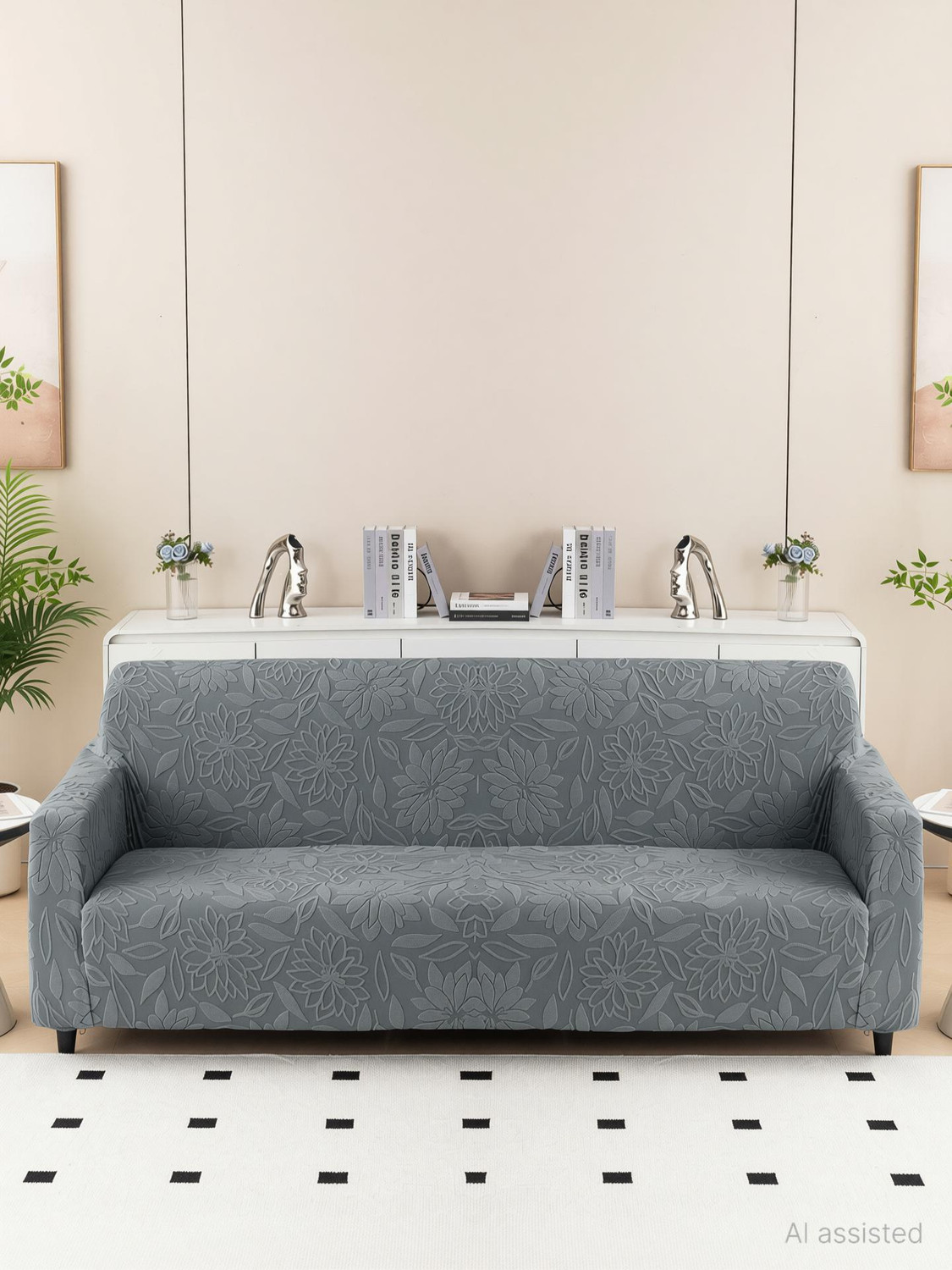 Image of Magical Jacquard 4 Seater Sofa Floral Cover