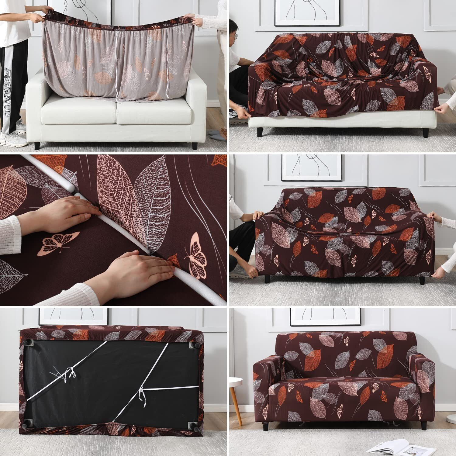 Image of SmartLoom Polyester 3+1+1 Seater Sofa Floral Cover
